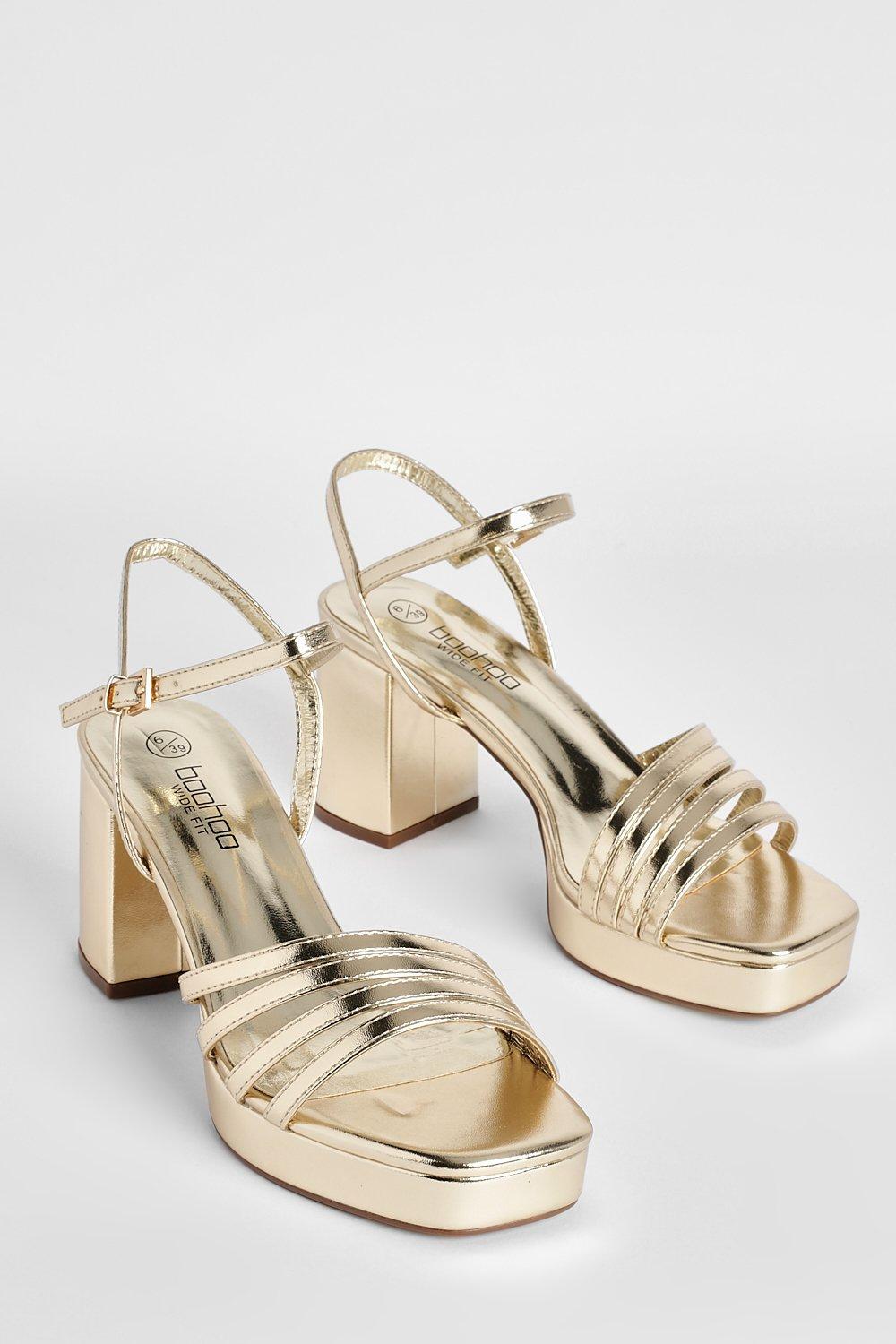 Gold platform heels outlet wide fit