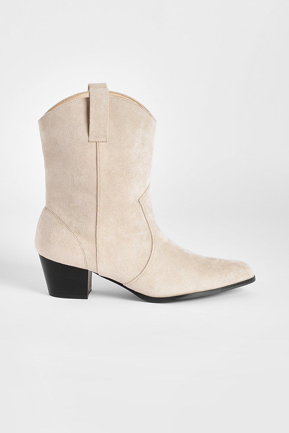 Beige cowboy store ankle boots