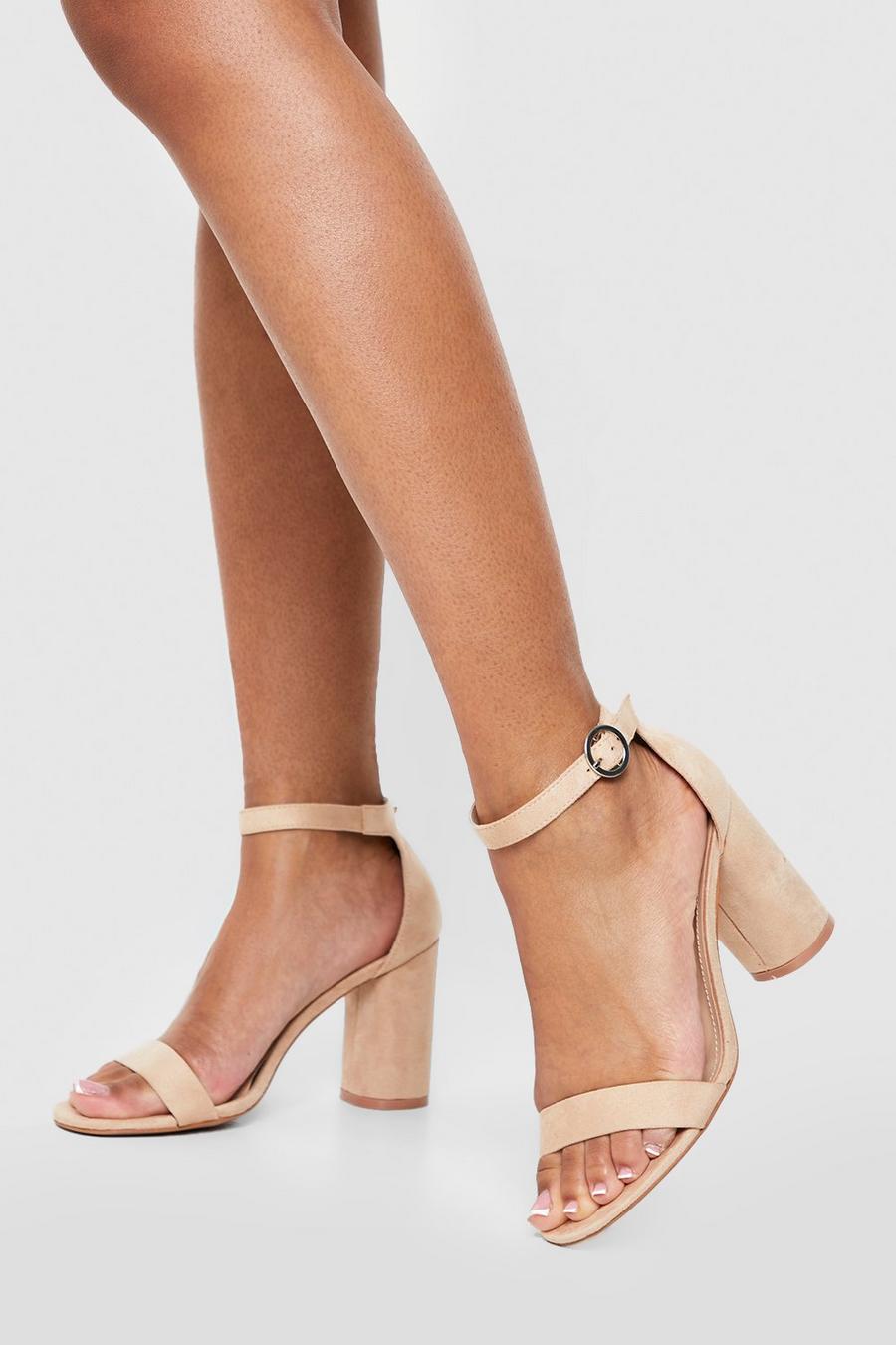 Nude Wide Fit Rounded Heel 2 Part Barely There Heels image number 1