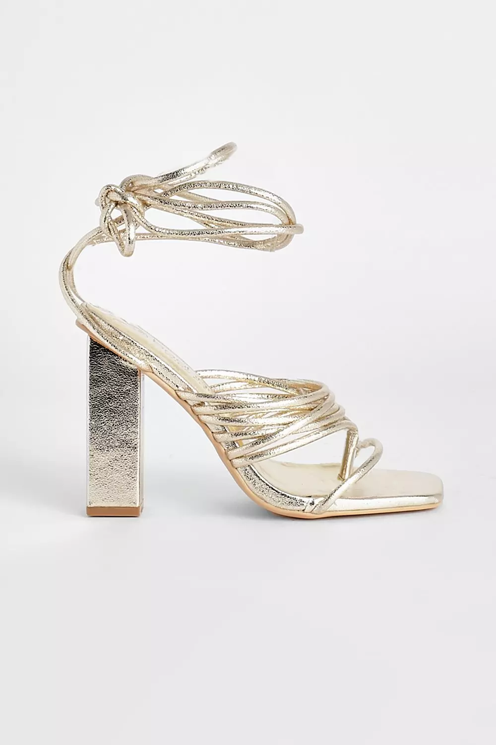 Gold heels hot sale tie up