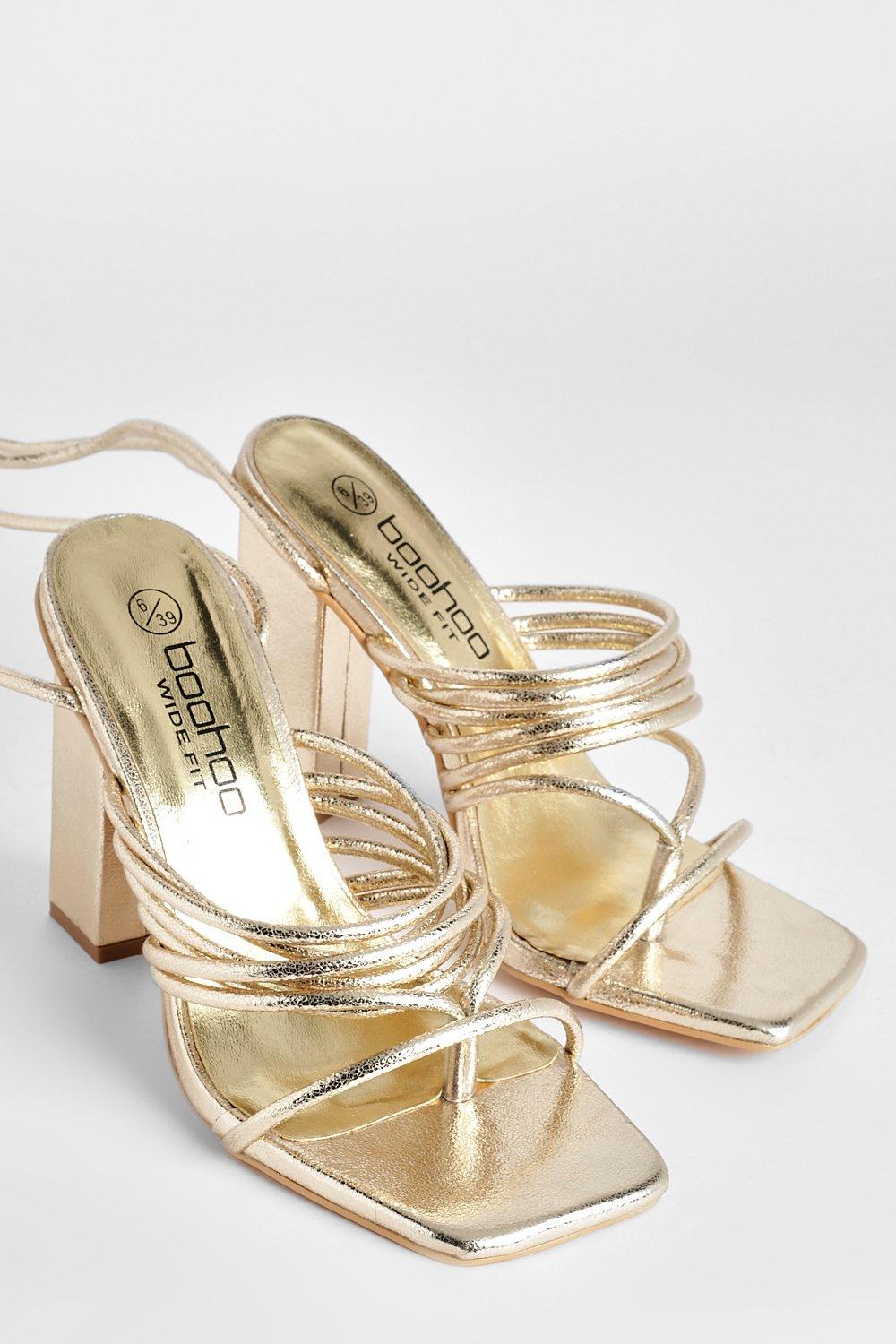 Gold sandal deals heels wide fit