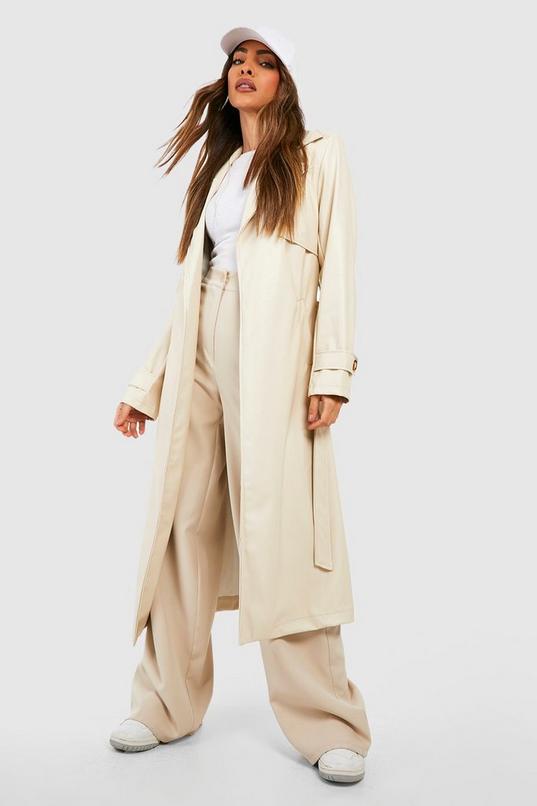 Women's Faux Leather Trench Coat | Boohoo UK