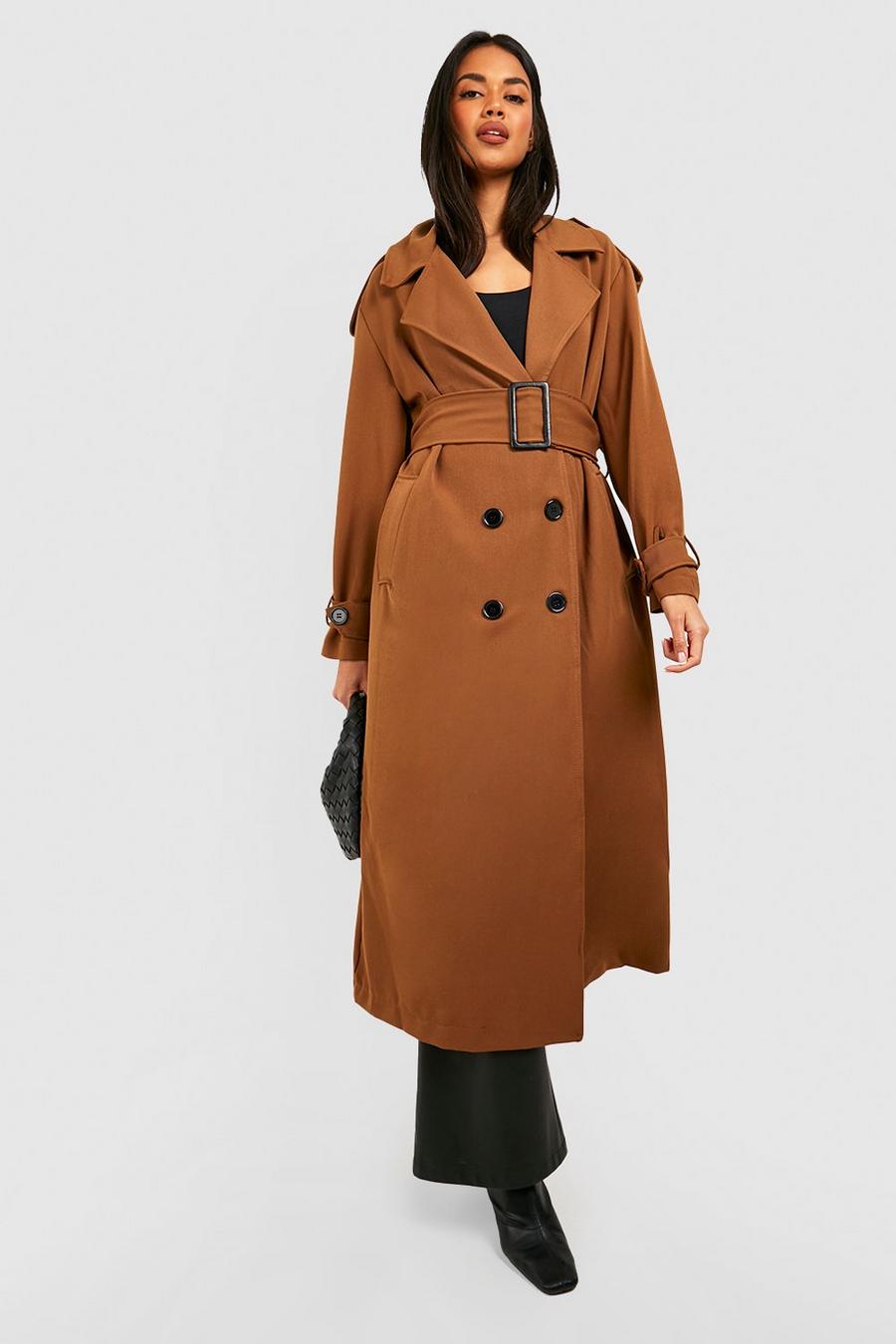 Chocolate Belt Detail Midaxi Trench Coat image number 1