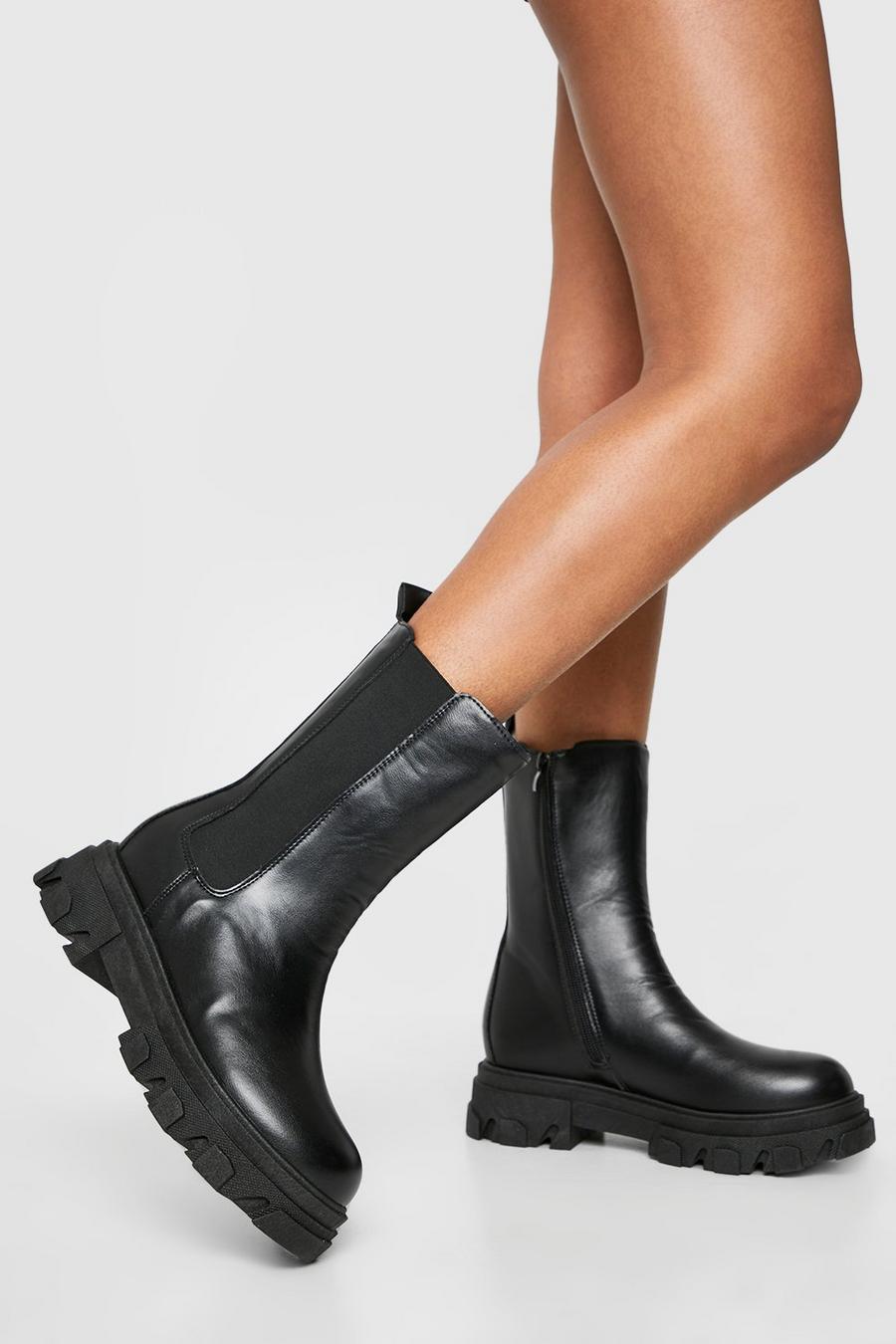 Black Chunky Sole Chelsea Boots  image number 1
