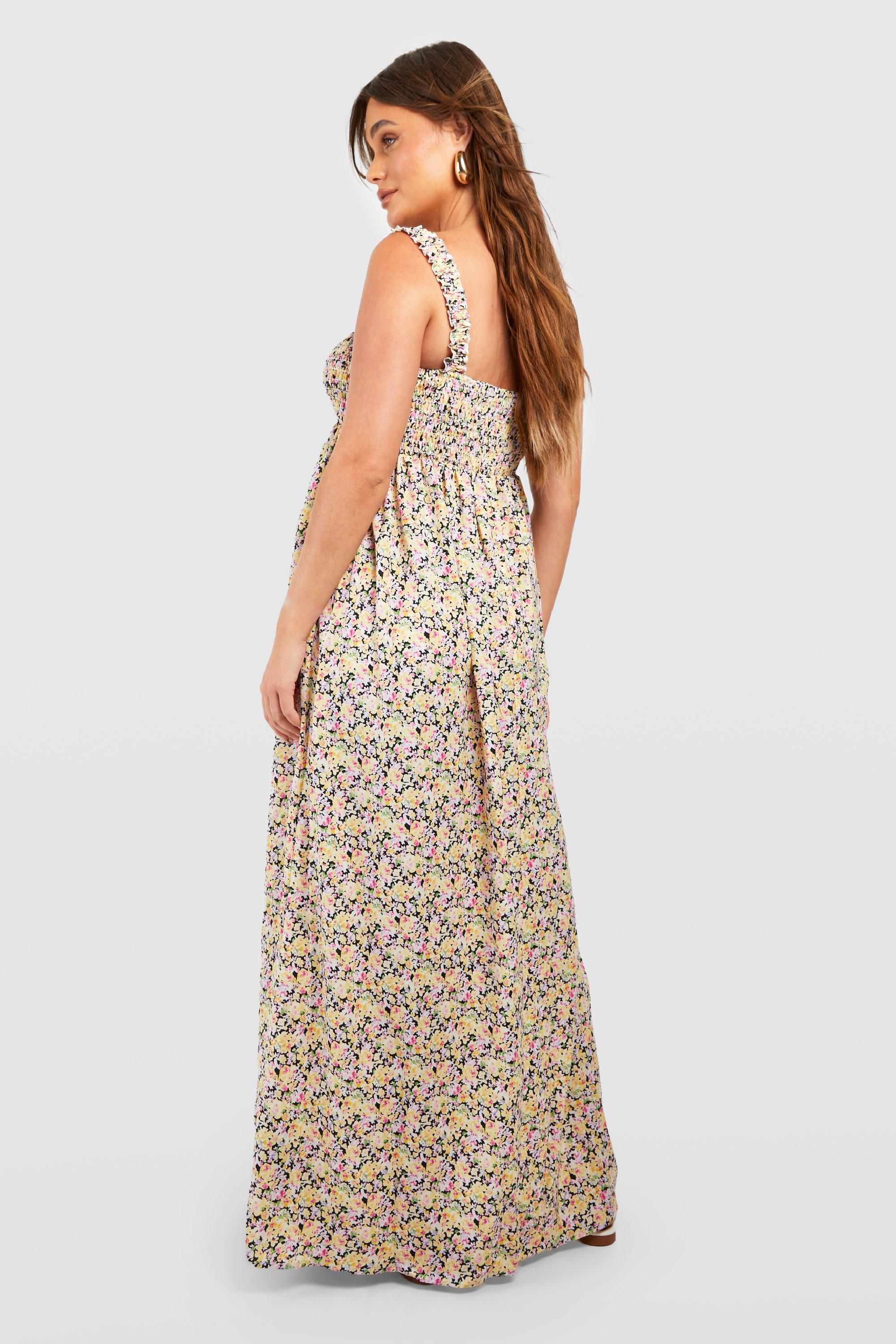 Maternity Floral Shirred Maxi Dress