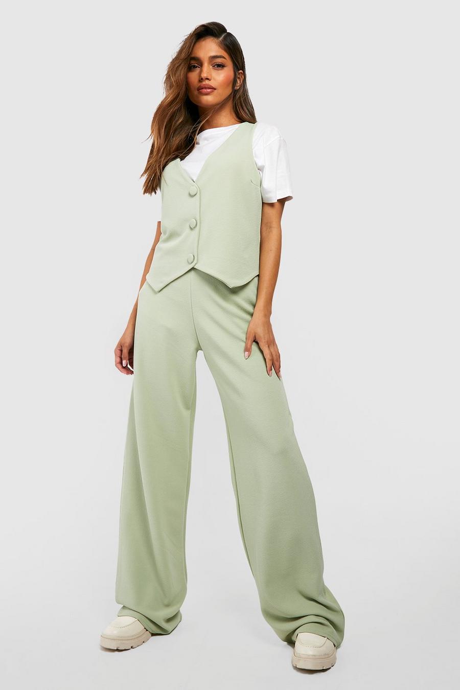 Sage Basic Jersey Wide Leg Trousers image number 1
