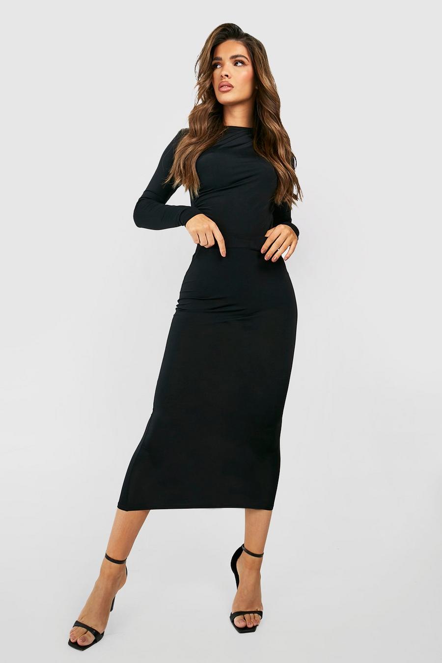 Black Slinky Jersey Midaxi Skirt image number 1