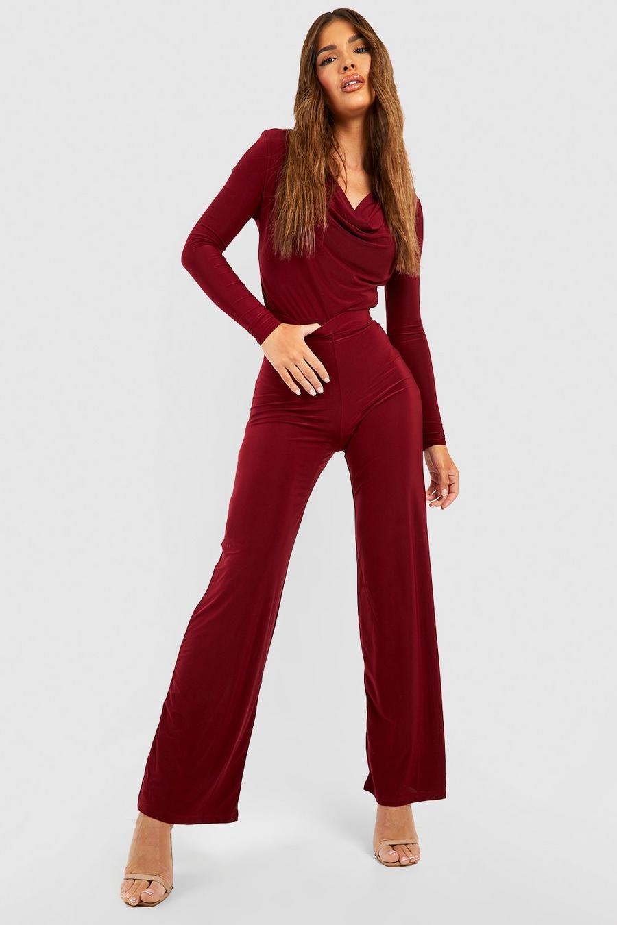 Berry Slinky Jersey Wide Leg Trousers  image number 1