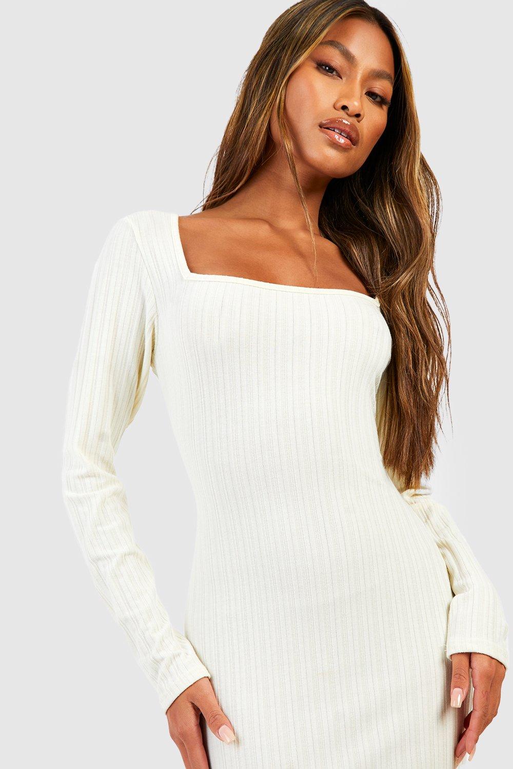 Wide Rib Square Neck Midaxi Dress