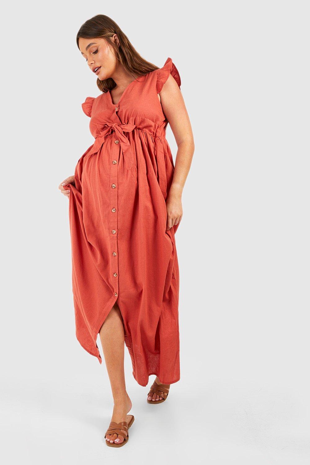 Maternity Cotton Button Down Maxi Dress