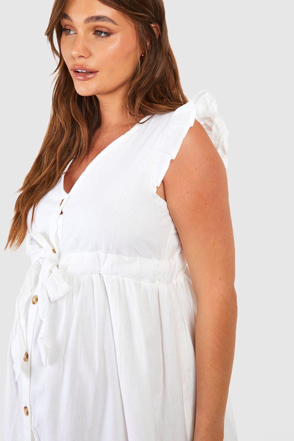 Boohoo white maternity dress sale