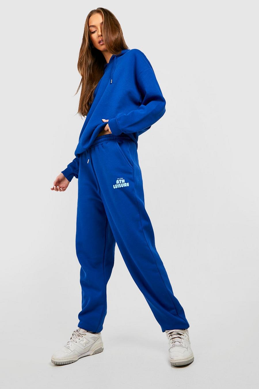 Cobalt blue Ath Leisure Puff Print Hooded Tracksuit