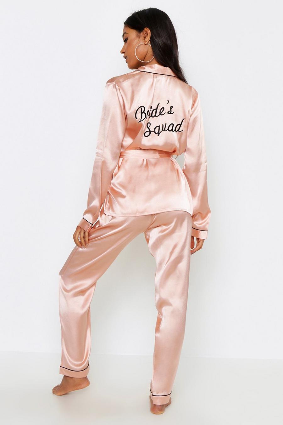 Pyjama-Set mit Bride Squad Stickerei, Rose gold metallic