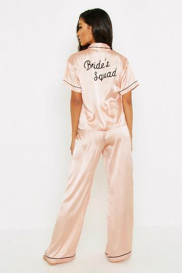 Gold Metallic Brides Squad Embroidered Pajamas