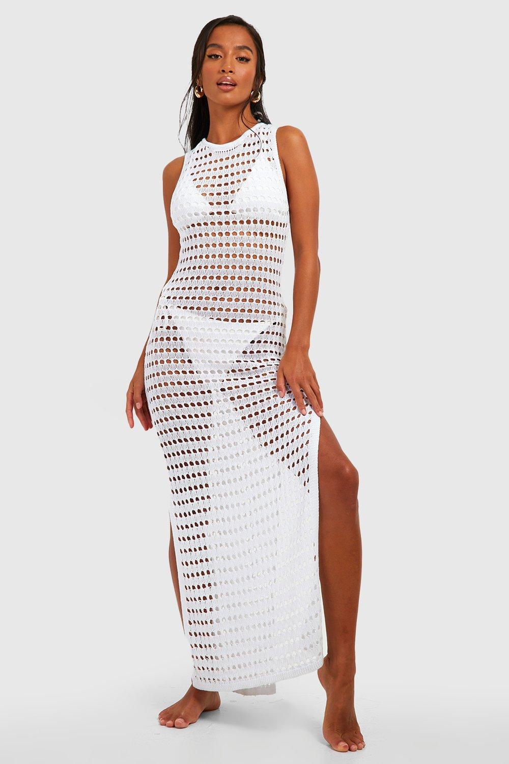 Petite Crochet Maxi Beach Dress boohoo