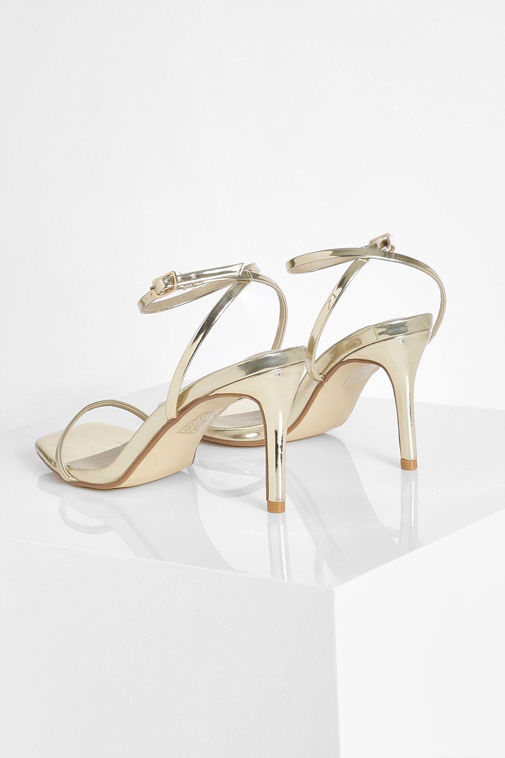 Metallic barely there heels best sale