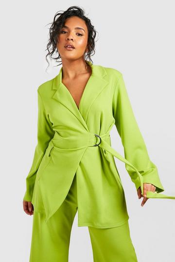 Plus D Ring Belted Blazer olive