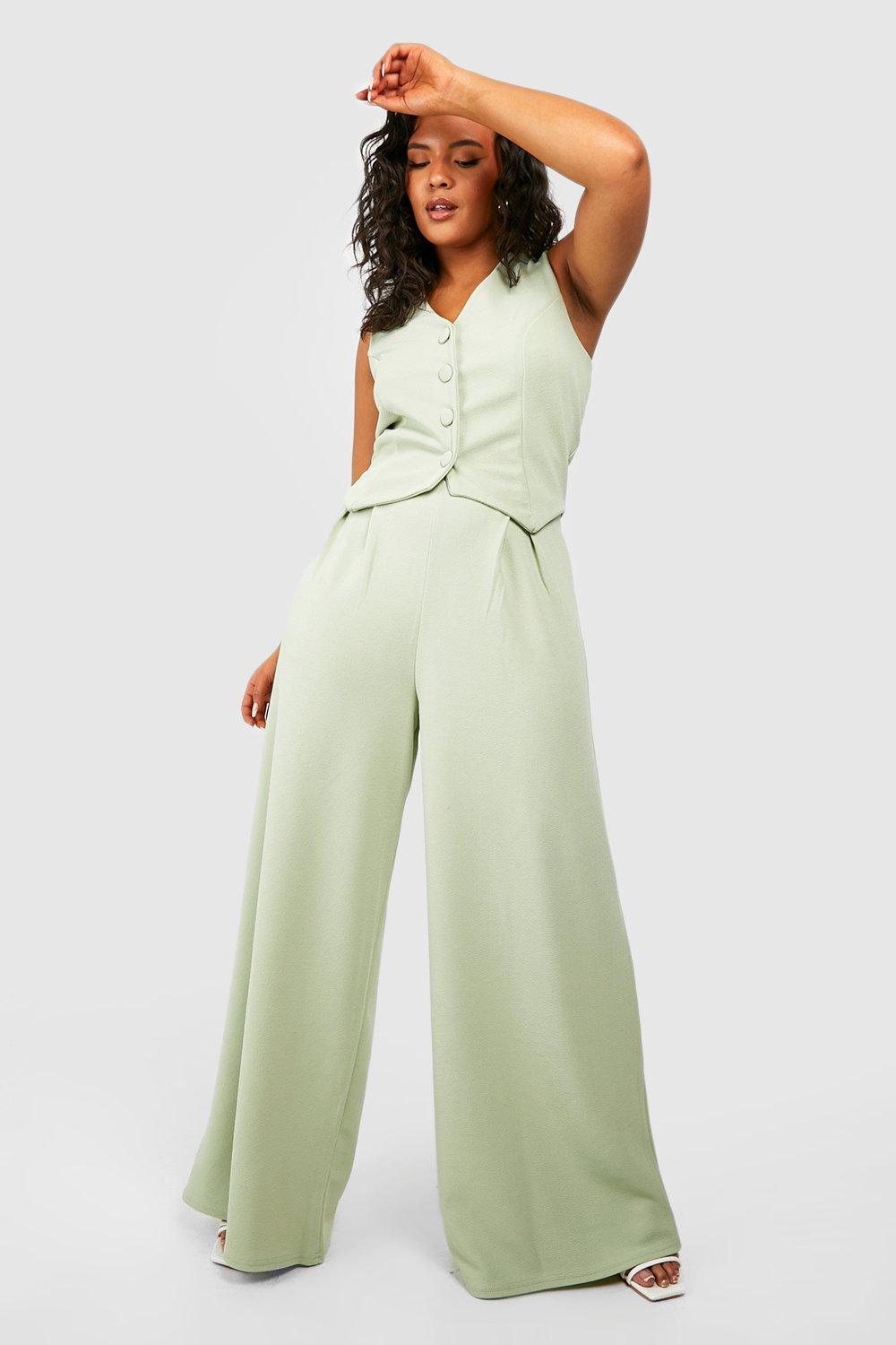 Plus Basic Jersey Knit Wide Leg Pants