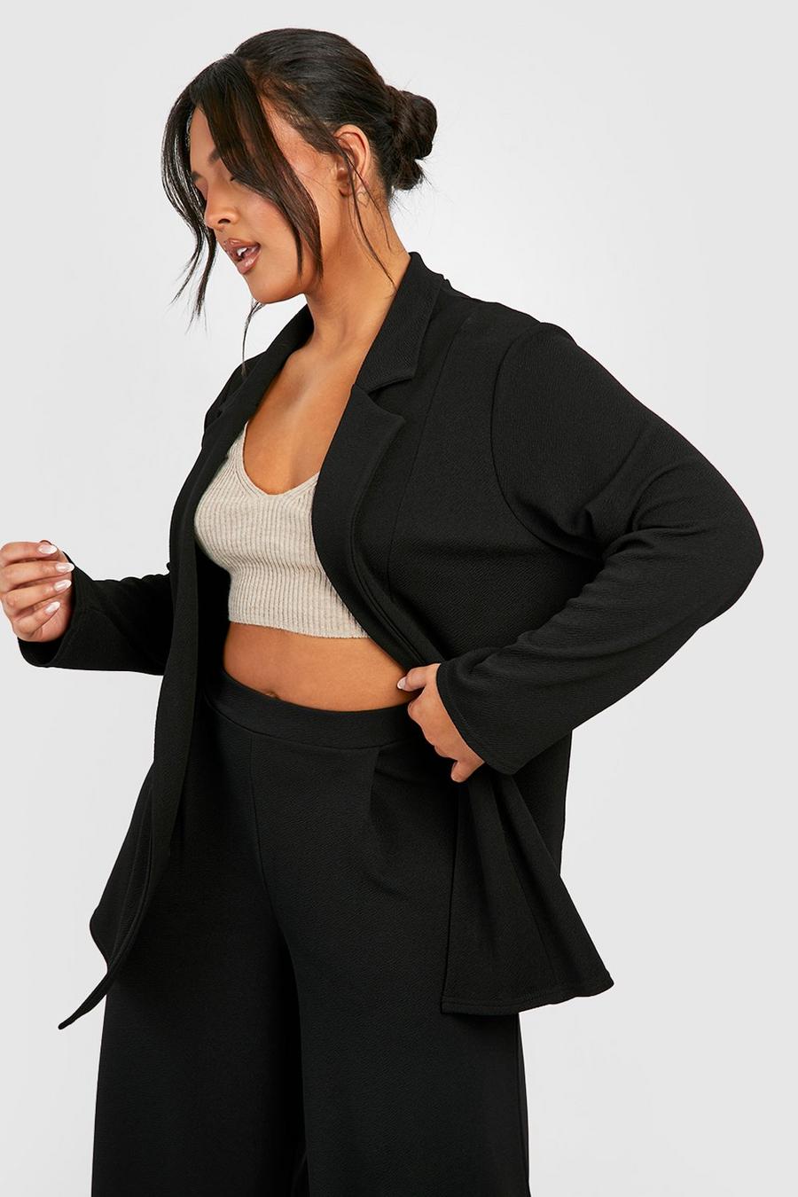 Black Plus Basic Jersey Relaxed Fit Blazer image number 1