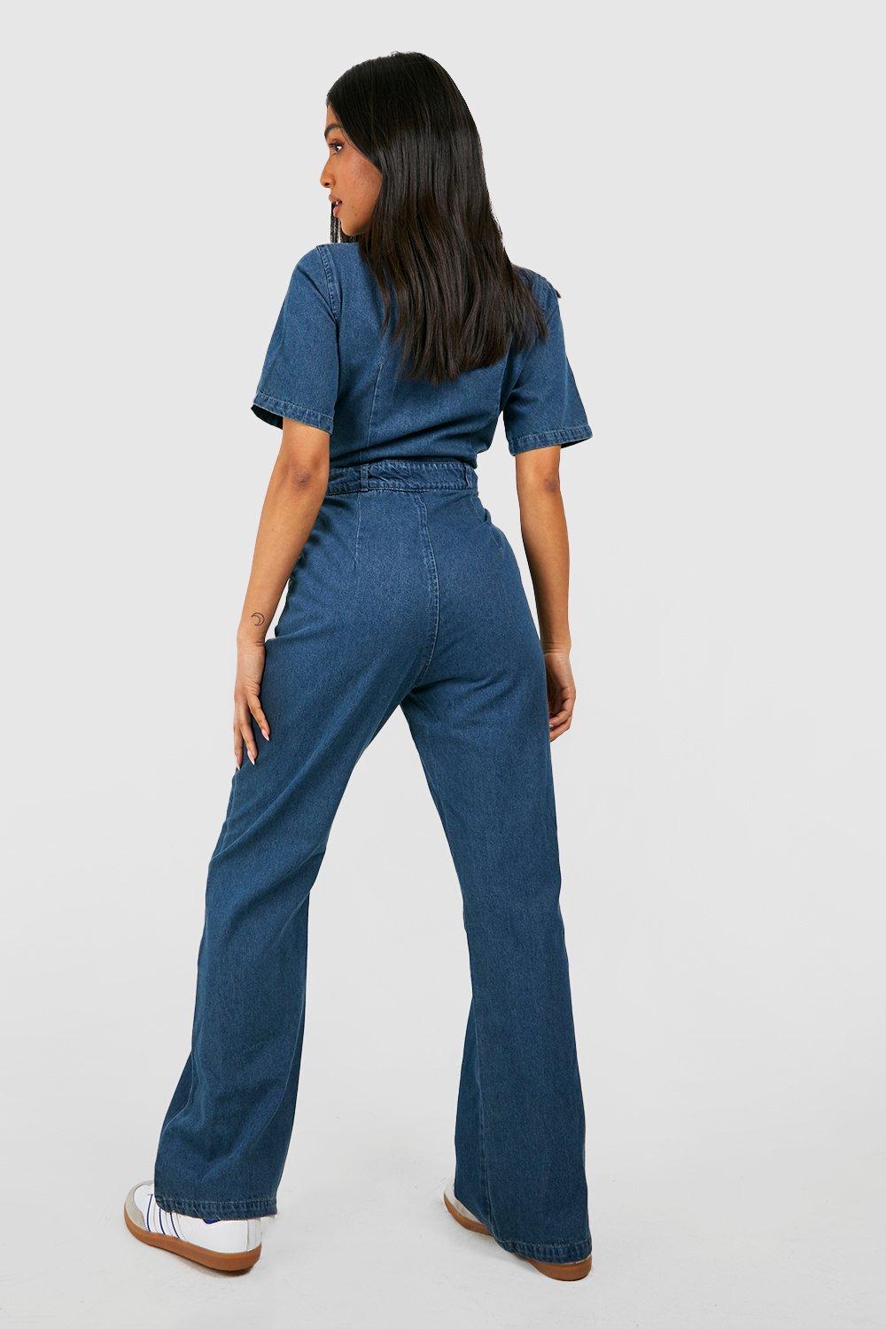 Denim zip store boiler suit