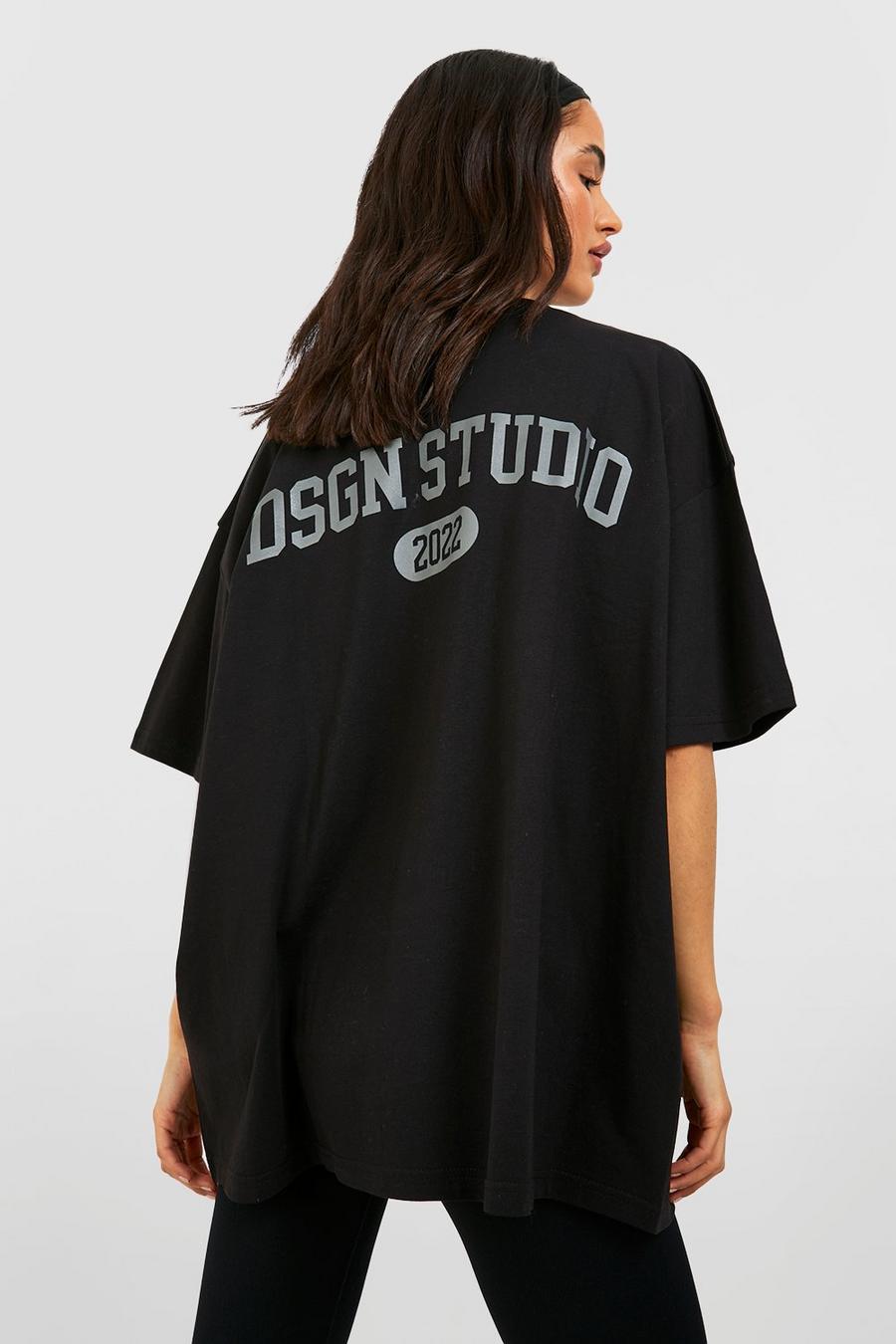 T-shirt oversize à slogan Dsgn Studio au dos, Black