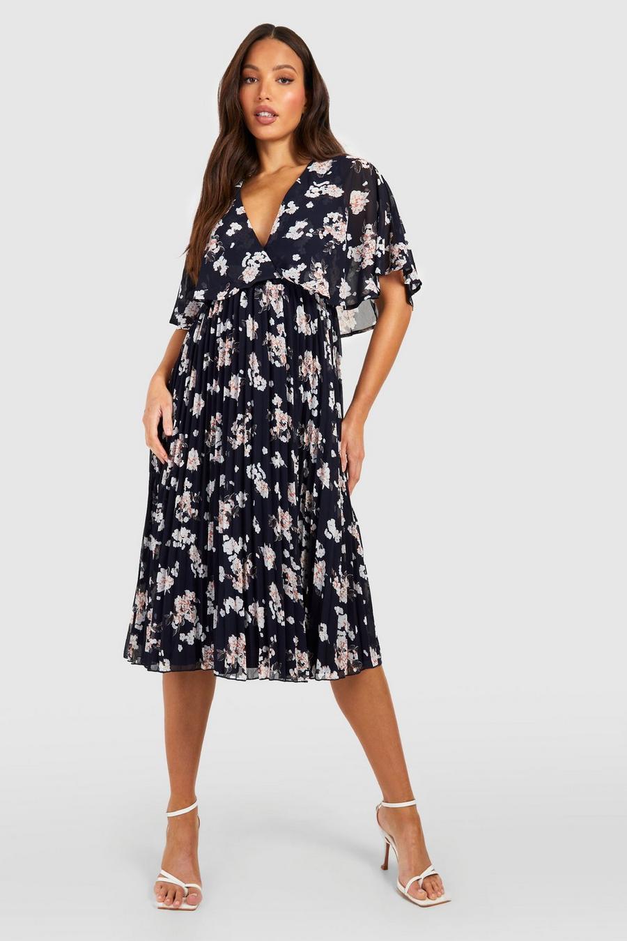 Tall - Robe cape plissée, Navy image number 1