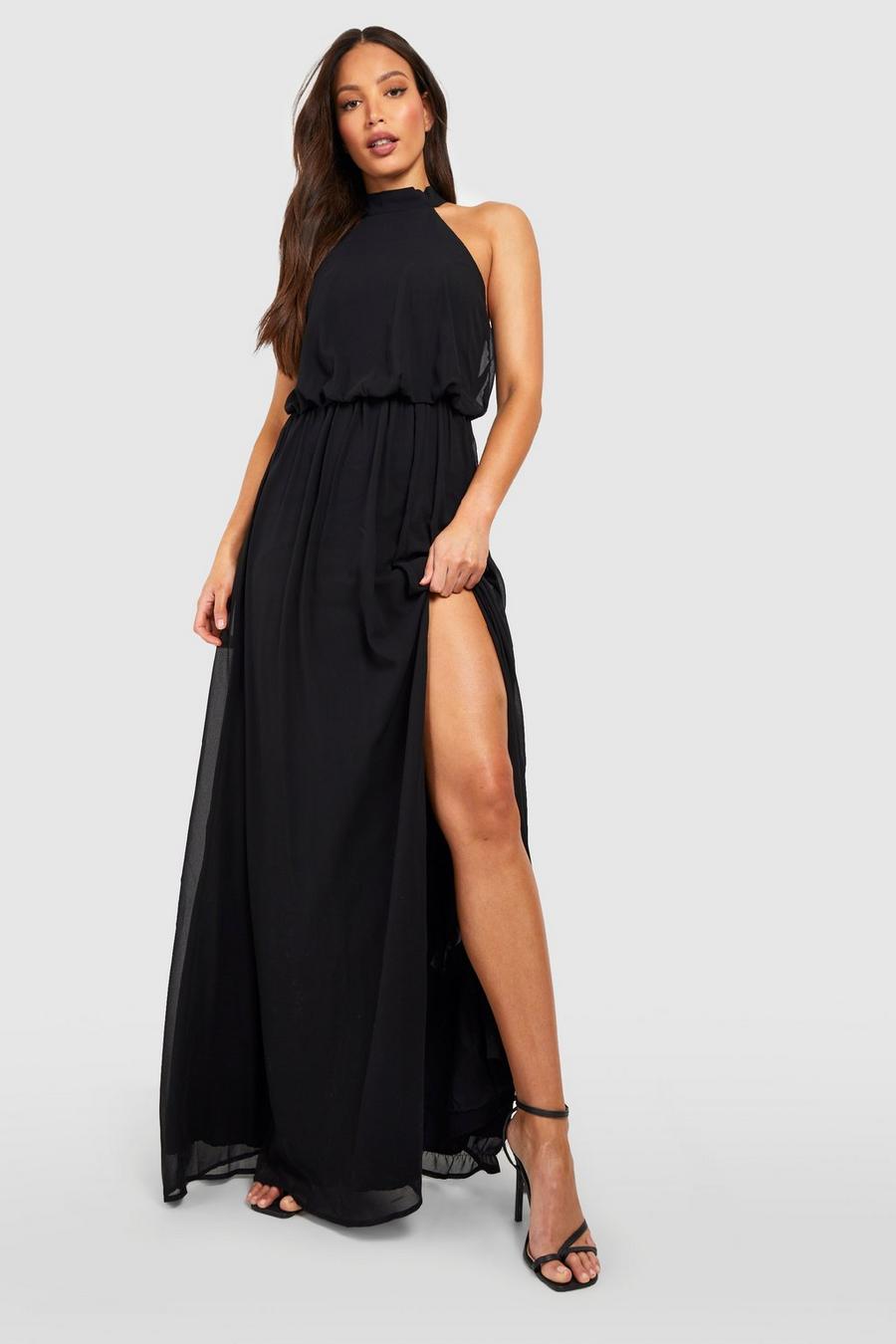 Black Tall Halter Neck Occasion Maxi Dress image number 1