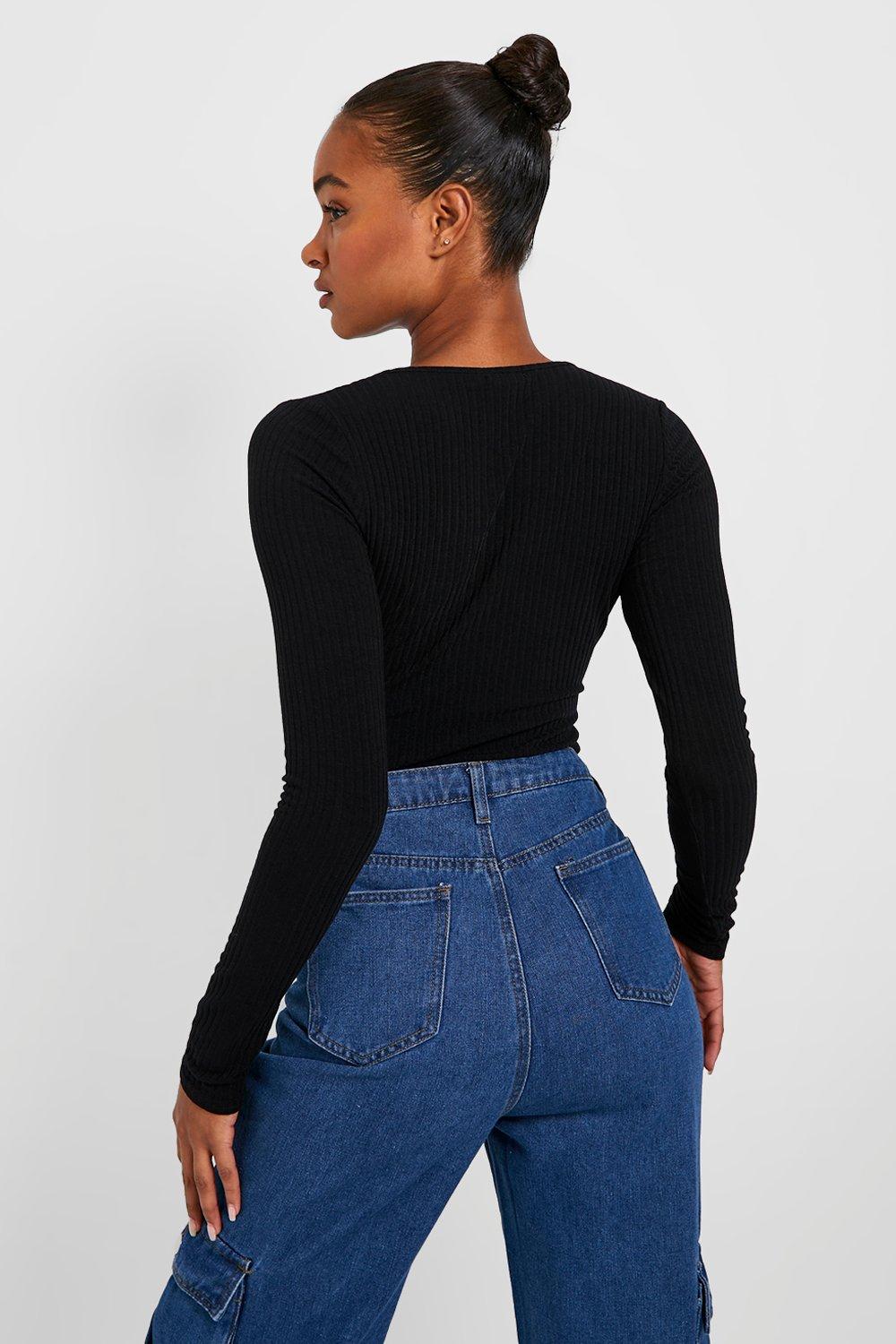 Tall Soft Rib Notch Neck Longsleeve Bodysuit