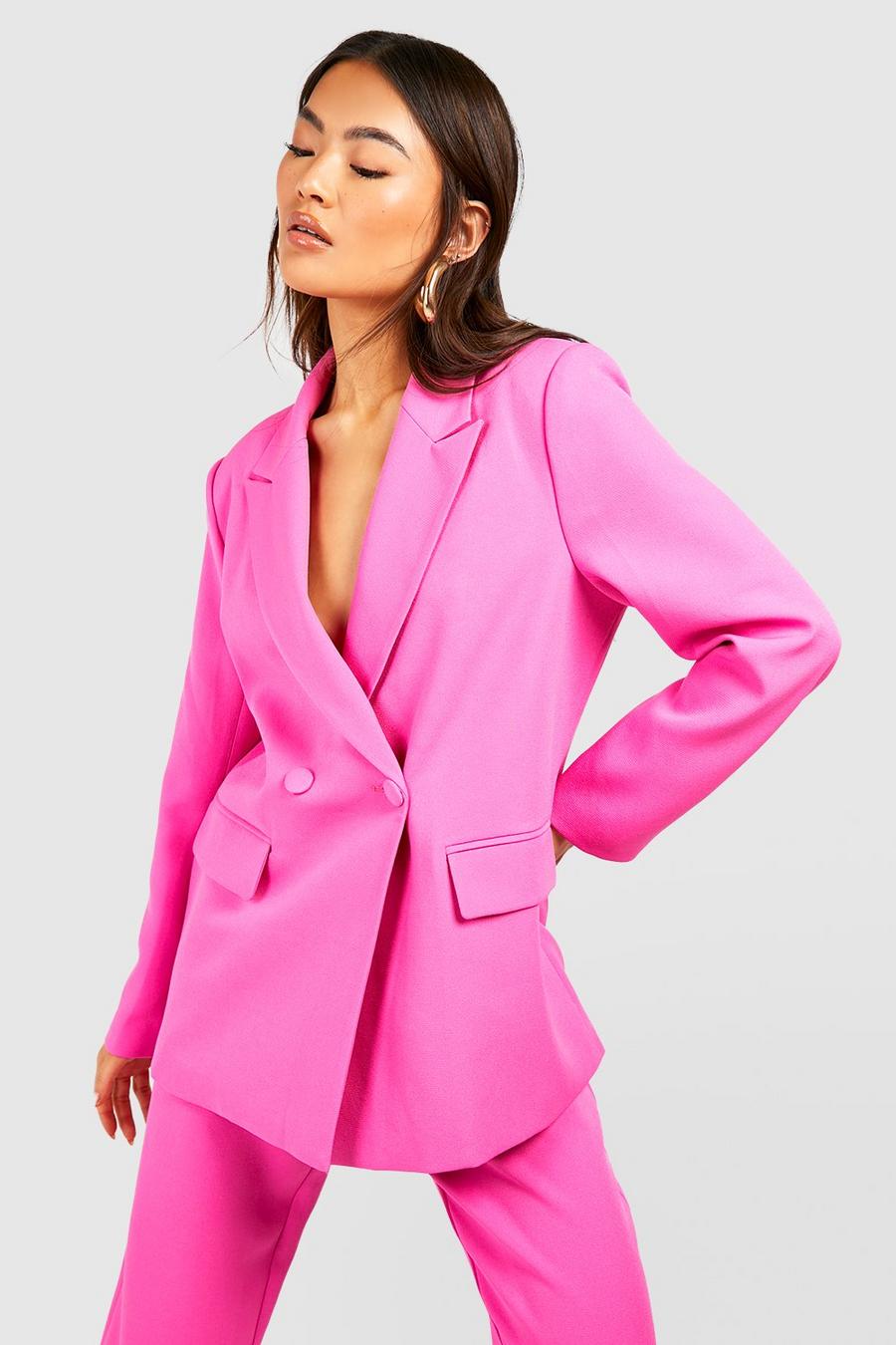 Bright pink Relaxed Fit Single Breasted Tailored Blazer