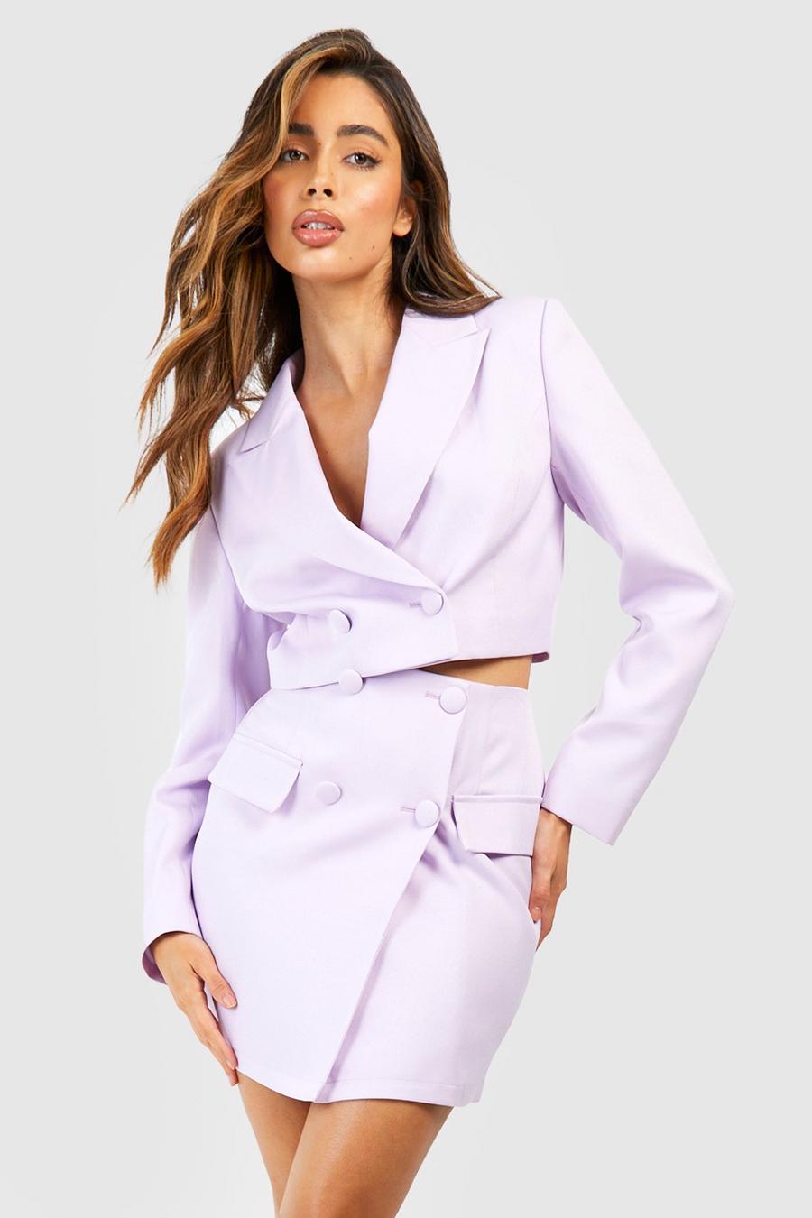 Lilac Cropped Tailored Blazer image number 1