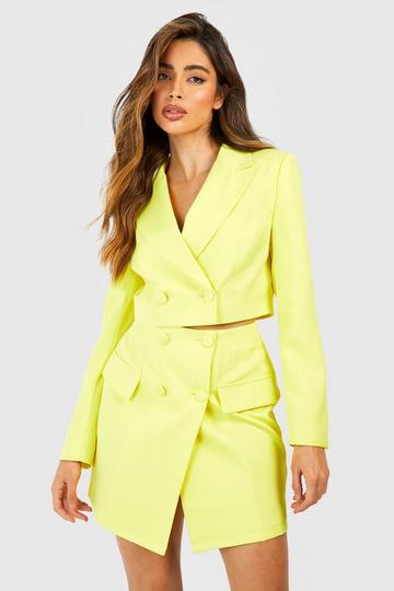 Wrap Button Front Tailored Mini Skirt lemon