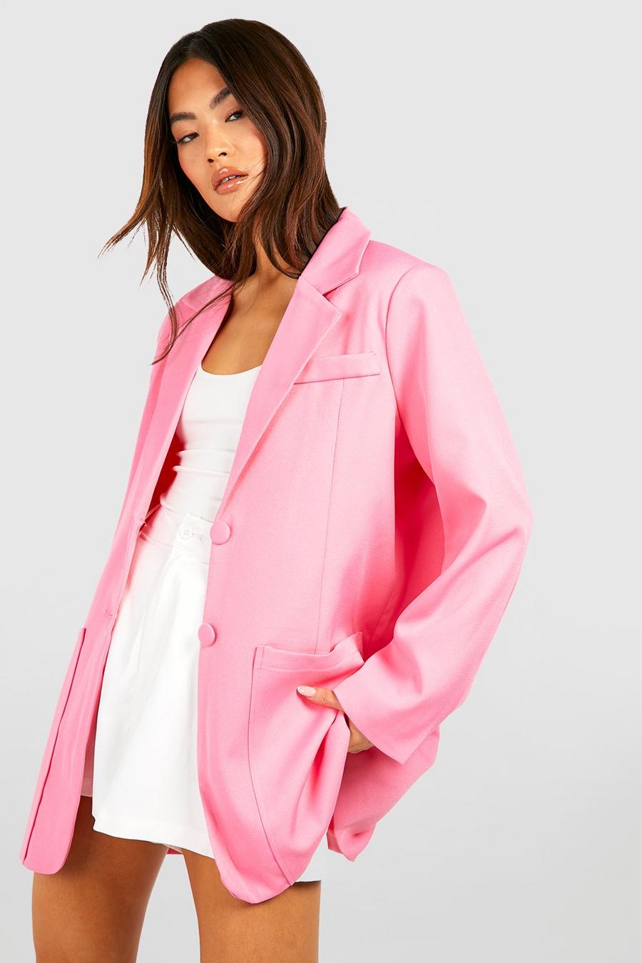 Candy pink Pocket Detail Oversized Tailored Blazer