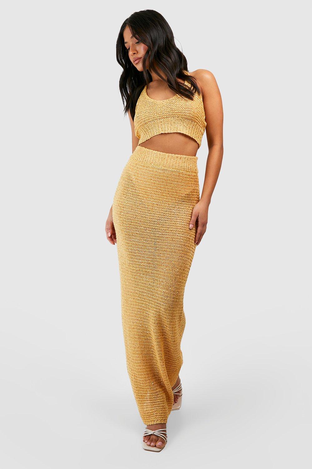 Crochet gold skirt sale