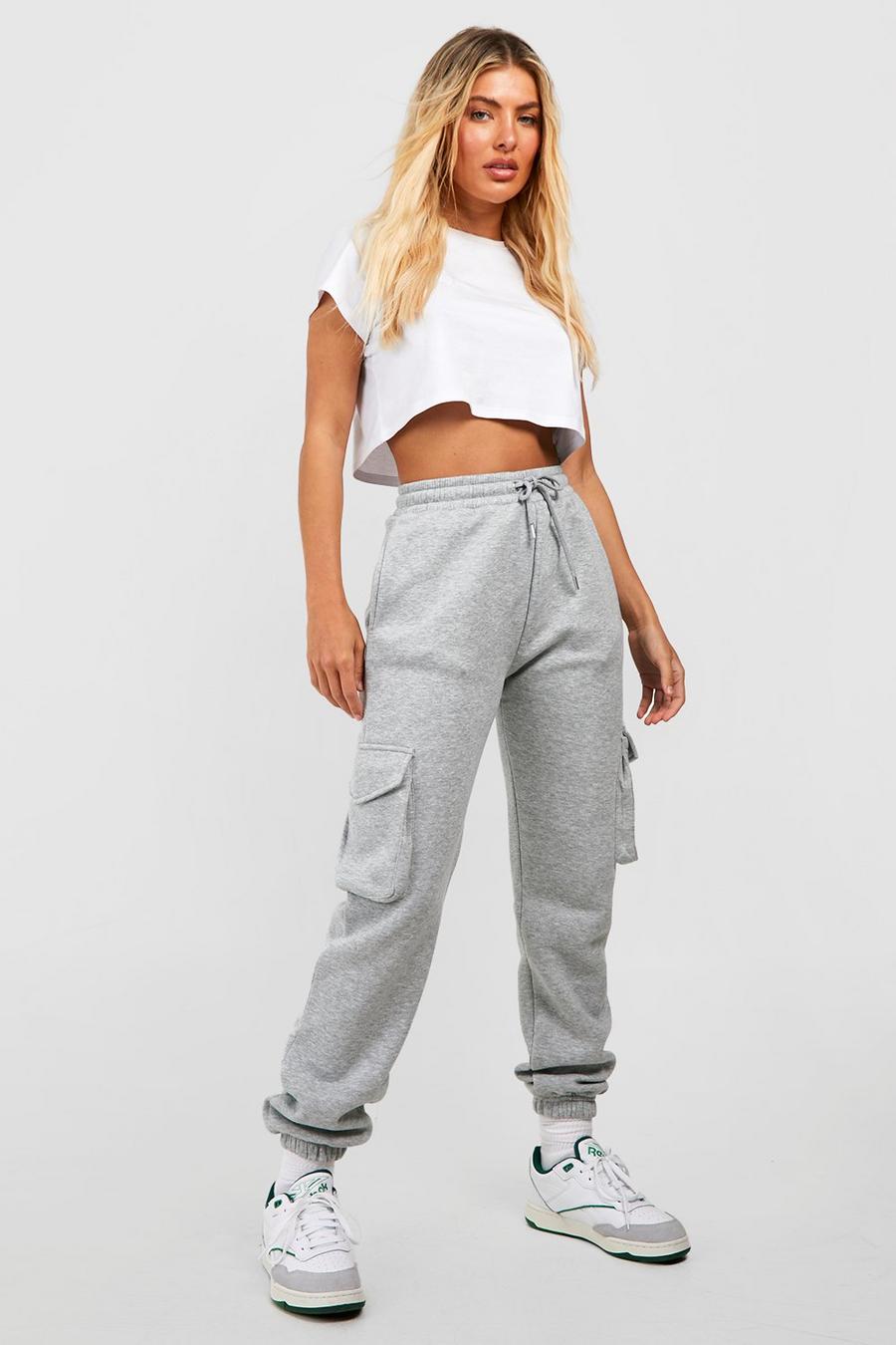 Pantalón deportivo ajustado con bolsillos cargo y botamanga, Ash grey