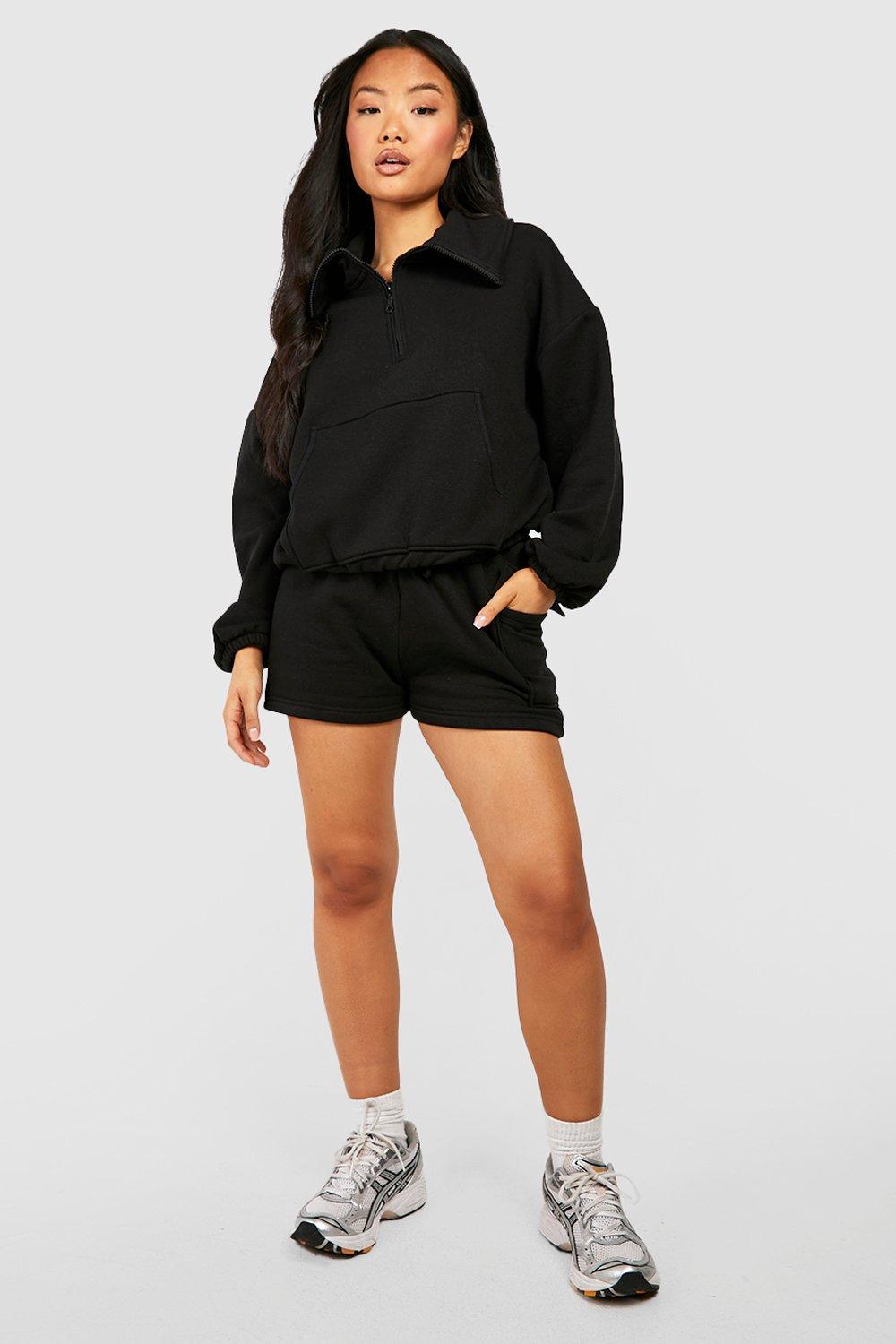 Petite Half Zip Sweatshirt And Short Tracksuit