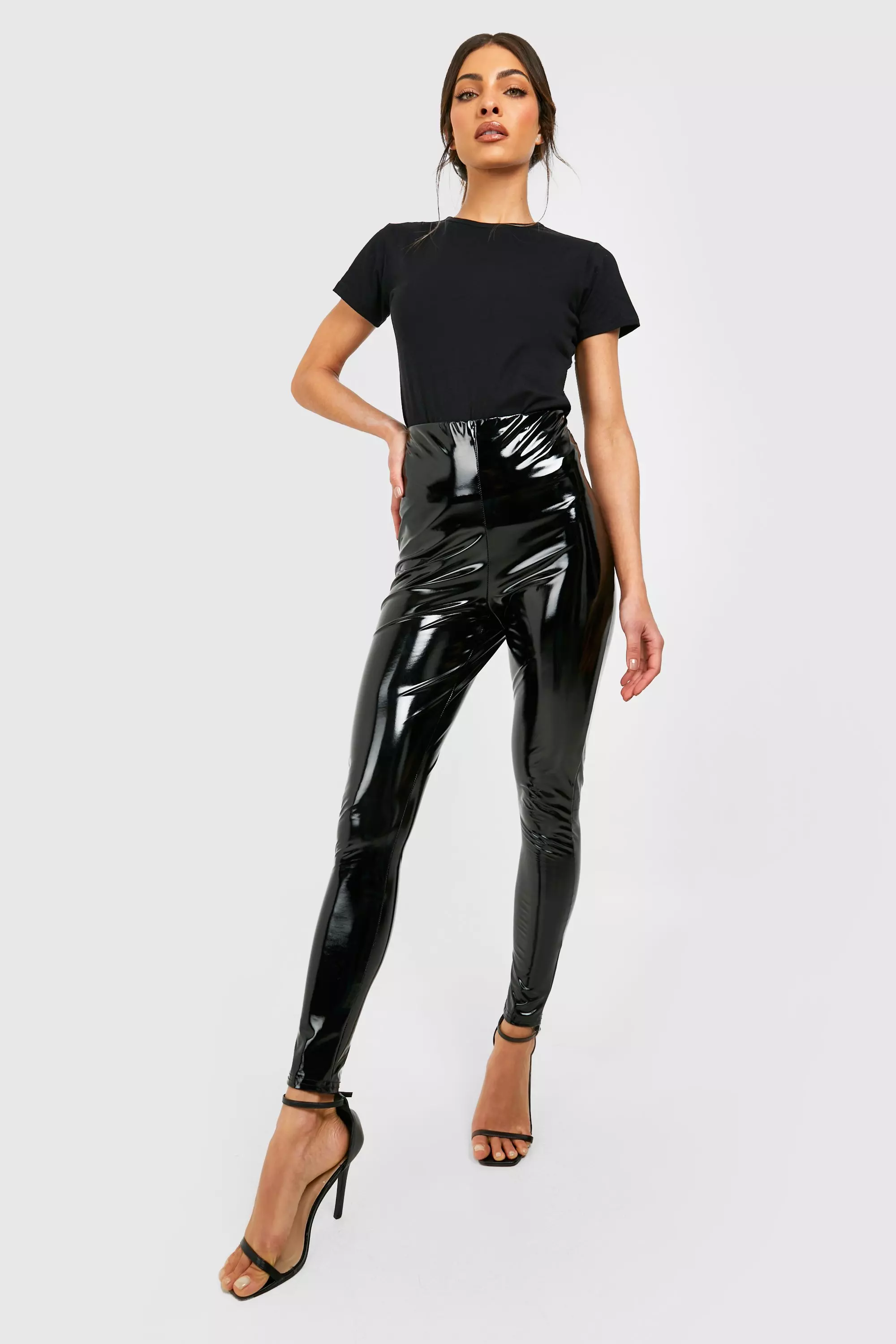 High Waisted Stretch Vinyl Leggings