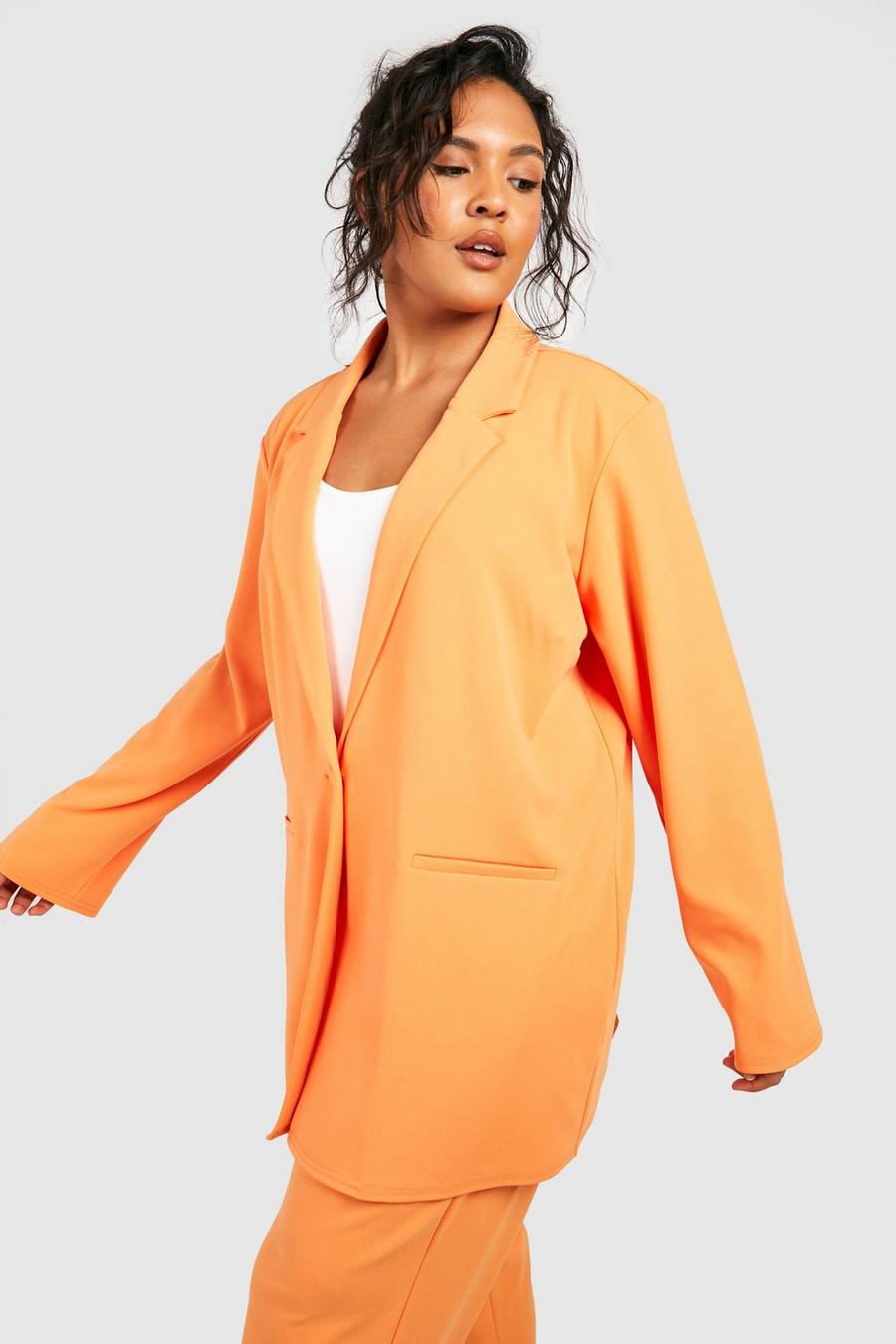 Blazer Plus Size oversize con bottone singolo, Pale orange arancio