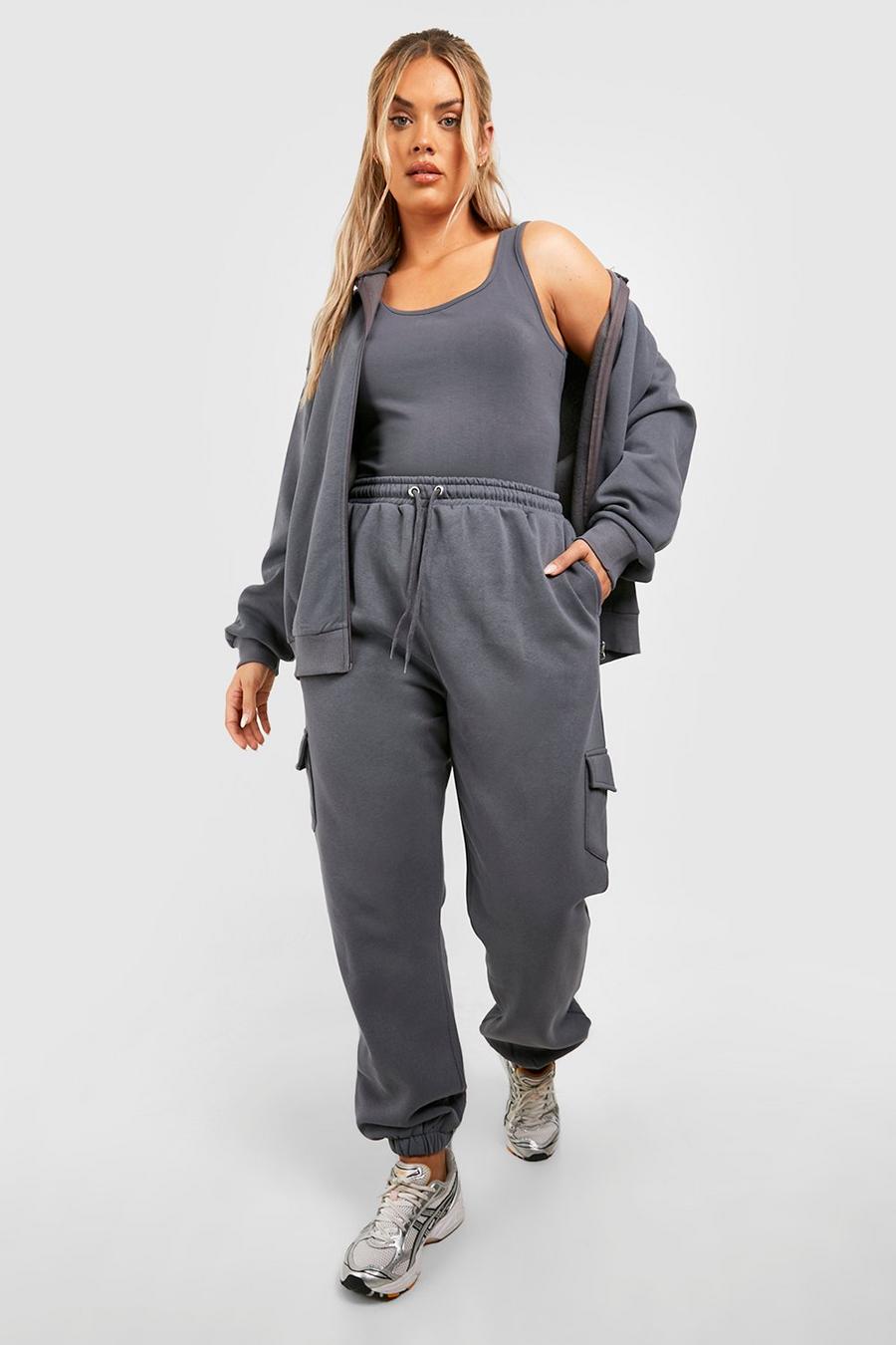 Charcoal Plus Cargo 3 Piece Tracksuit image number 1