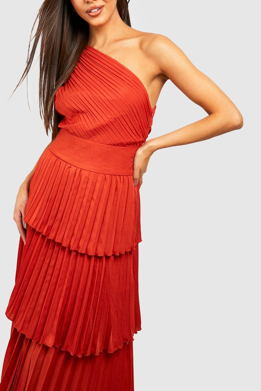 Ruffle pleated outlet midi dress