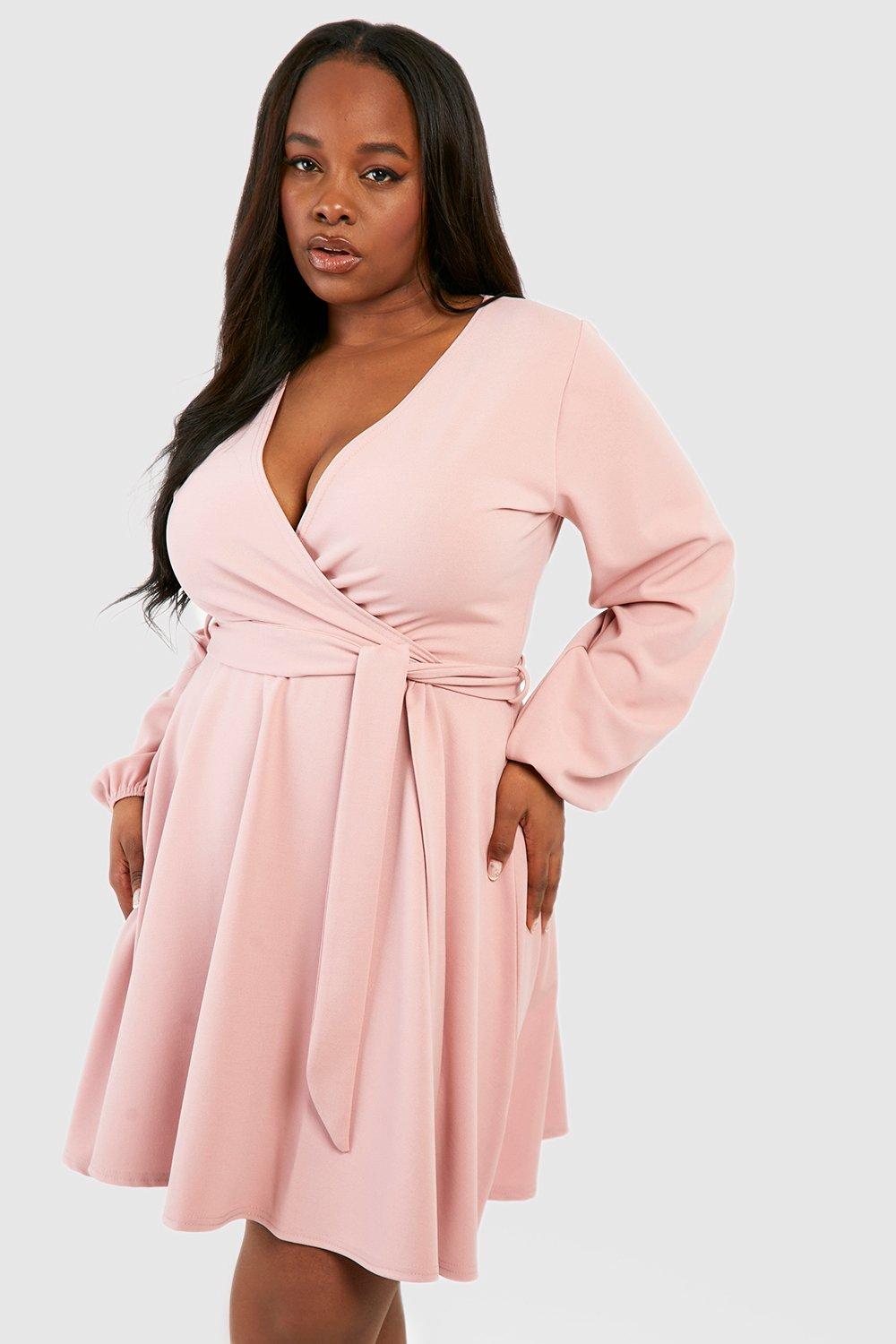 Boohoo pink hot sale wrap dress