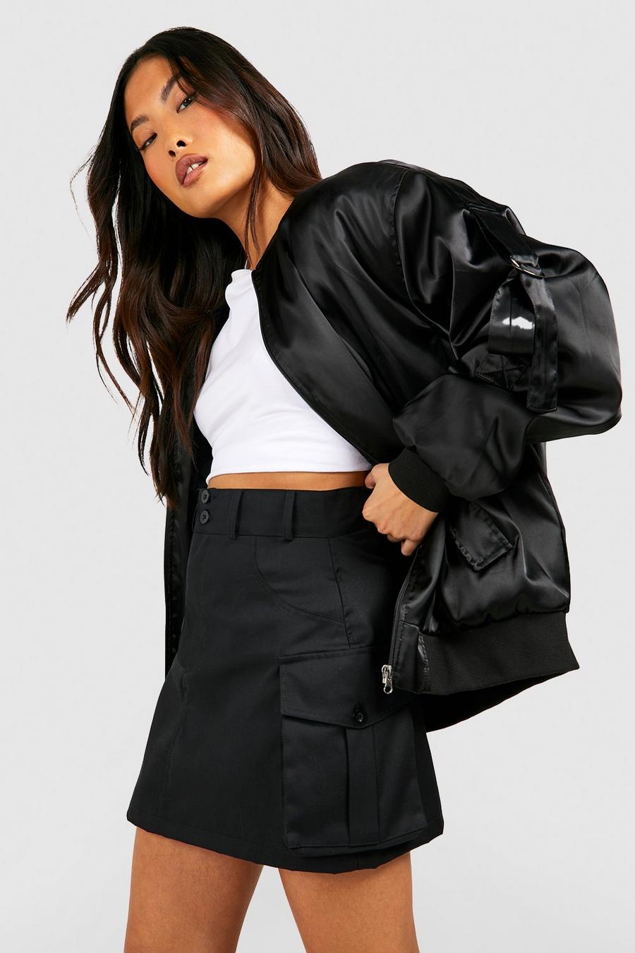 Petite - Mini-jupe cargo à poche, Black image number 1