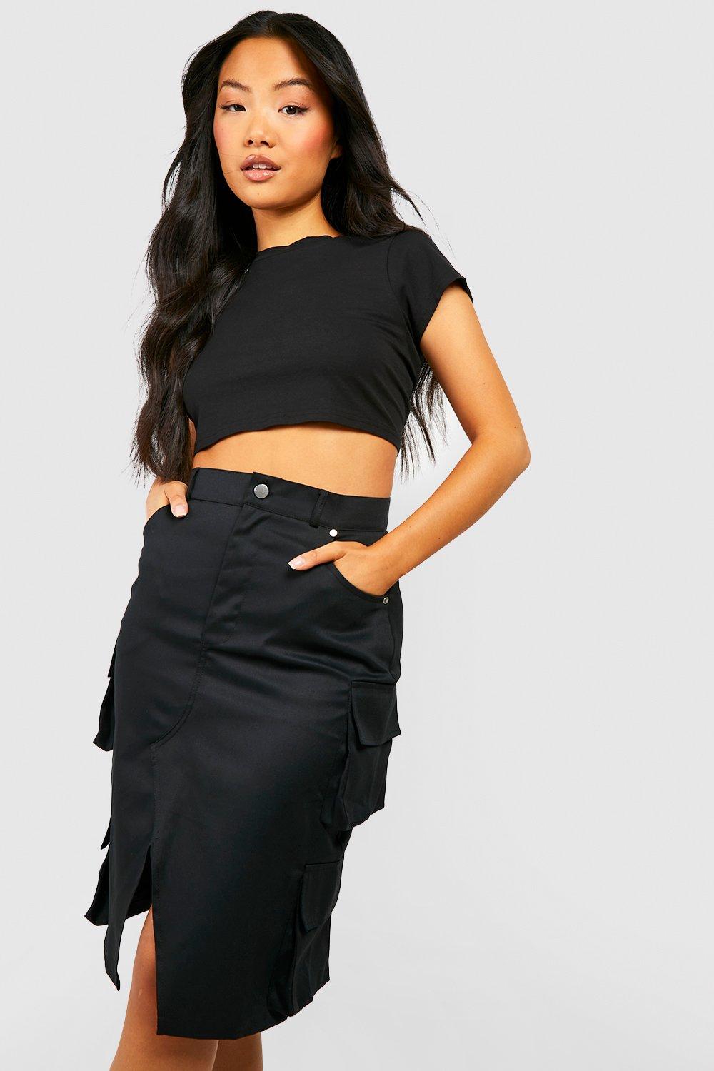 womens petite black skirt