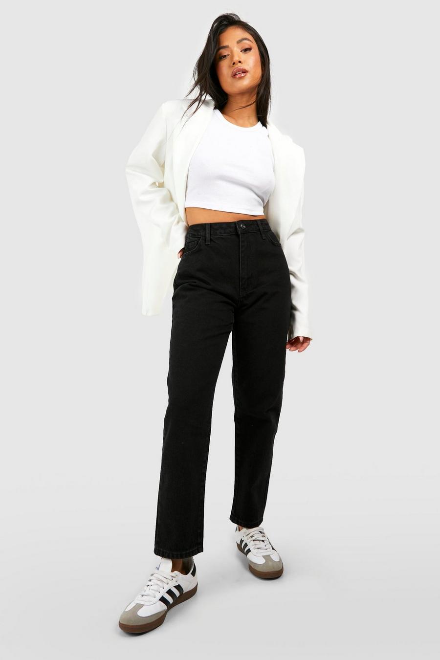 Petite Butt-Shaper Mom-Jeans, Washed black