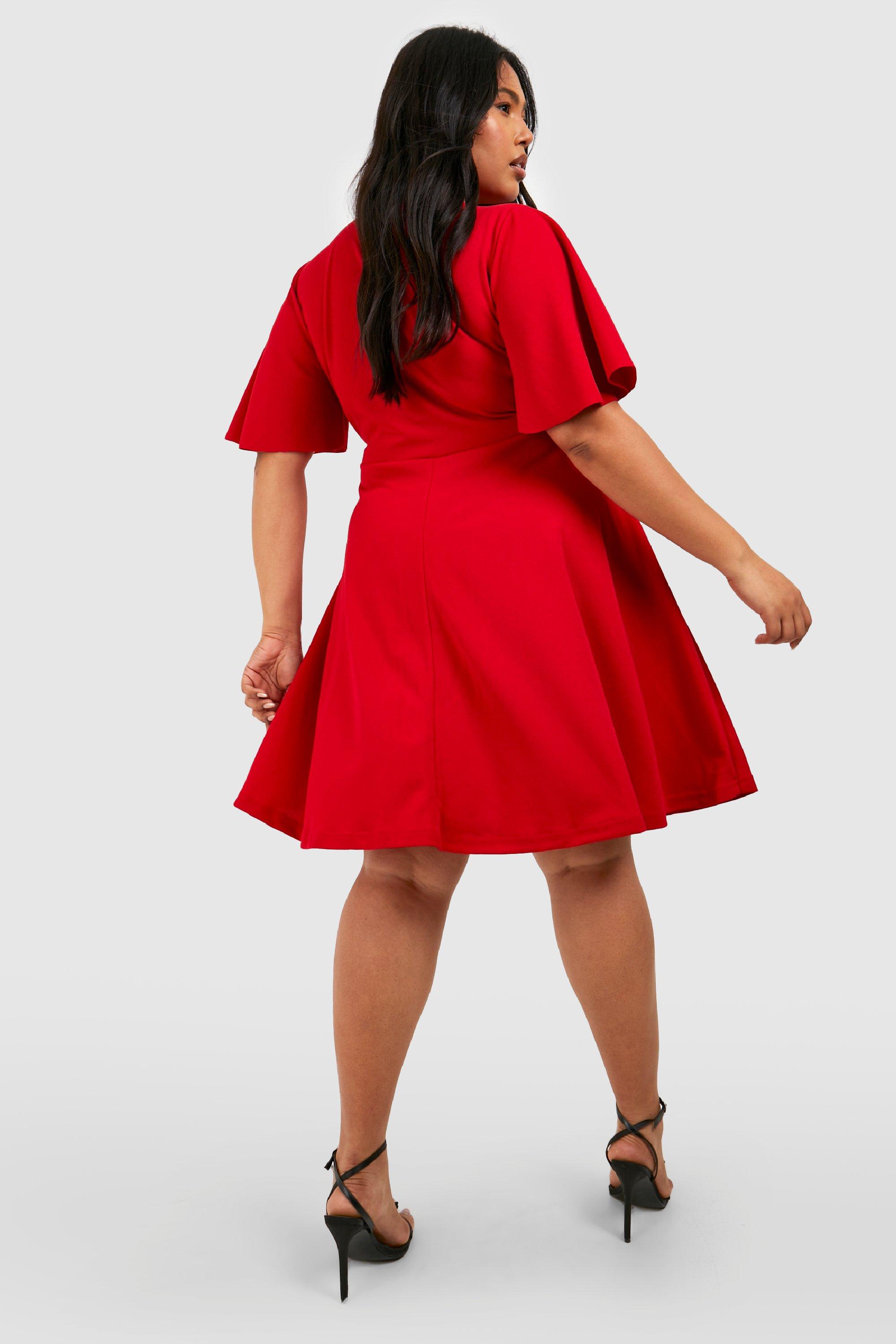 Boohoo red outlet dress plus size