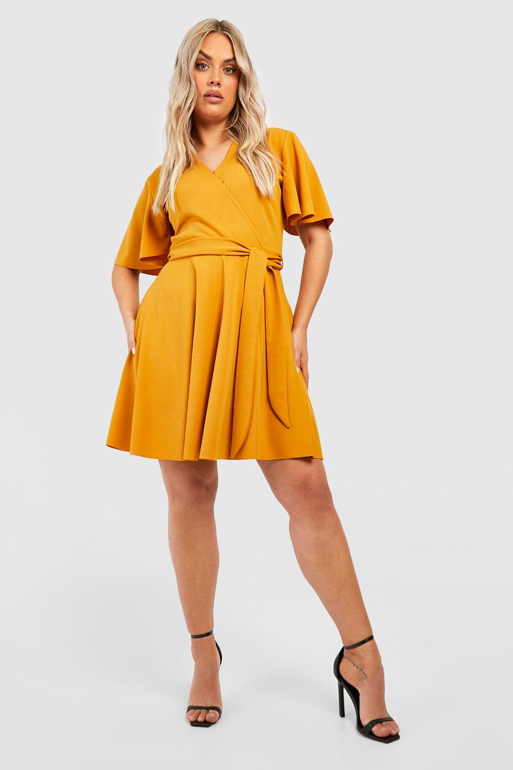 boohoo yellow skater dress