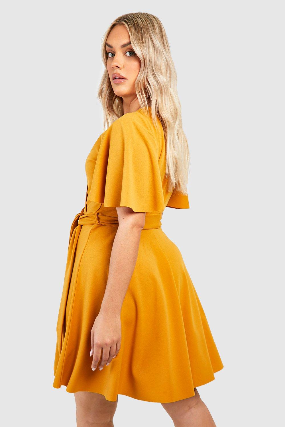 Boohoo yellow hotsell skater dress