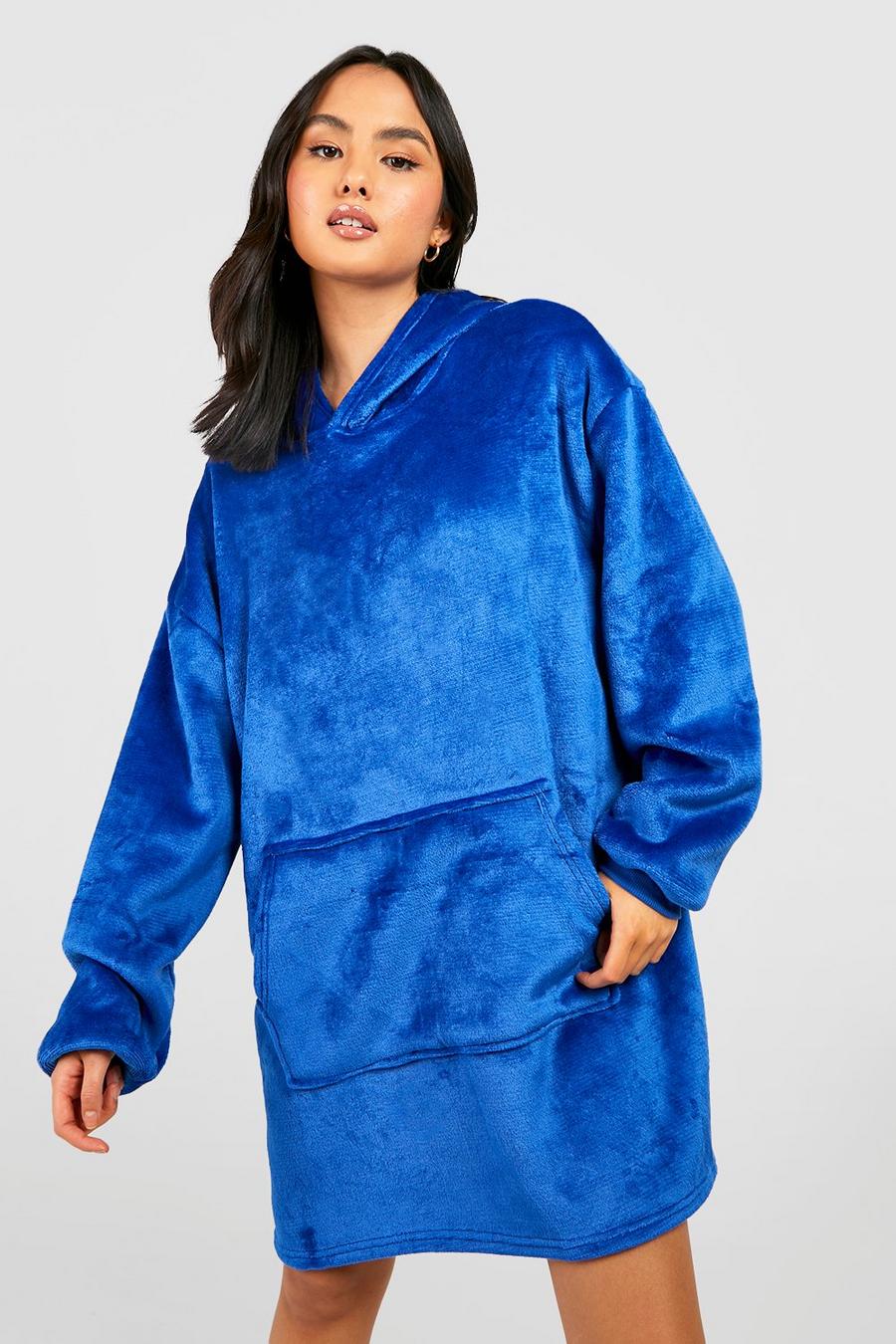 Blue Fleece Oversized Hoodie image number 1