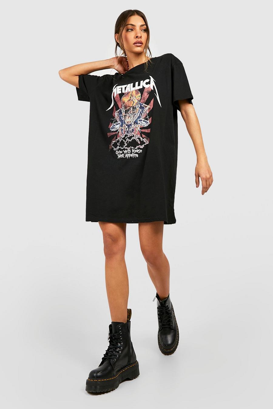 Black Metallica Slogan T-shirt Dress image number 1
