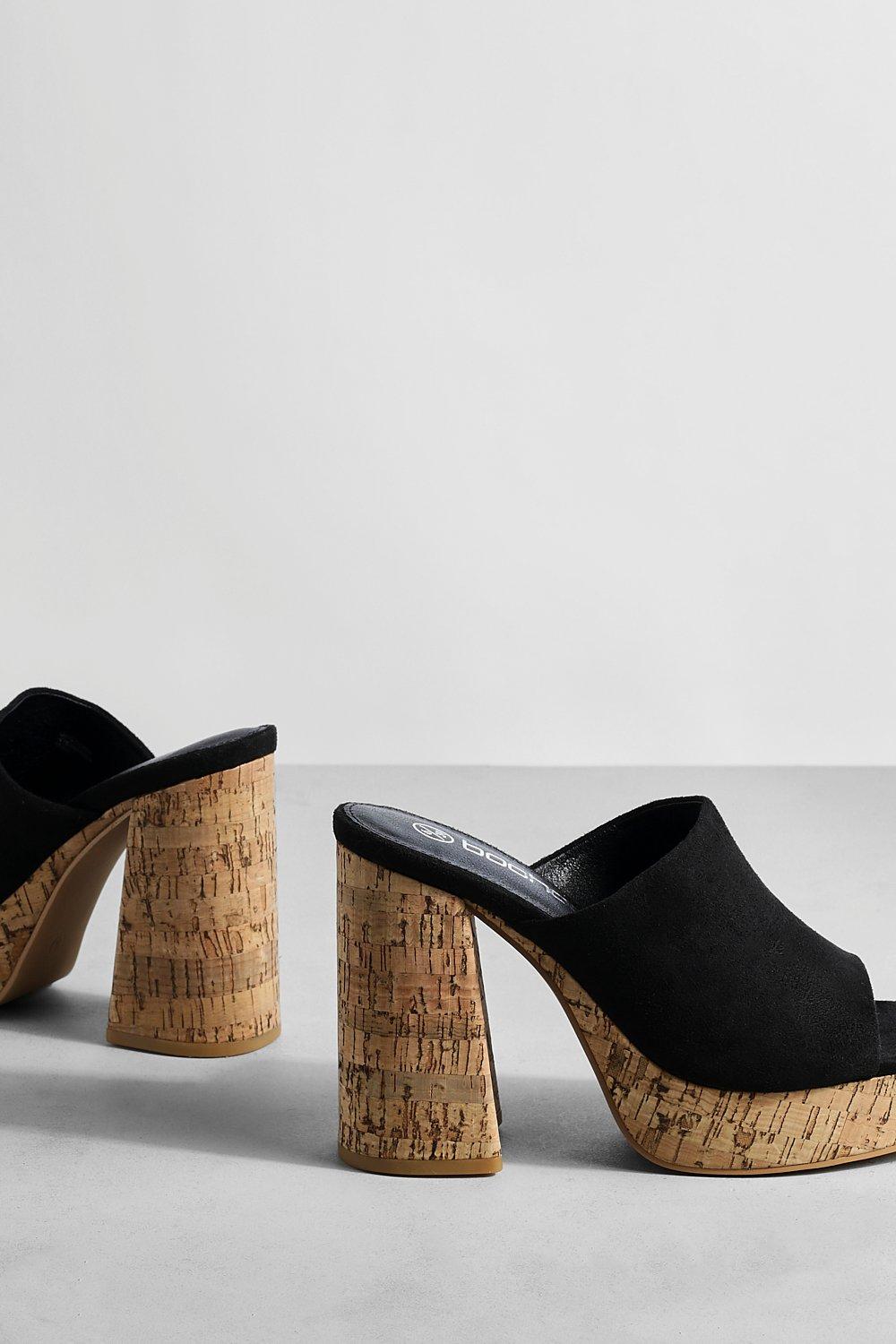 Platform Cork Heeled Mule