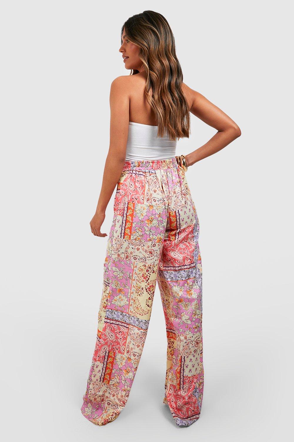 YOURS Curve Purple Paisley Print Wide Leg Trousers